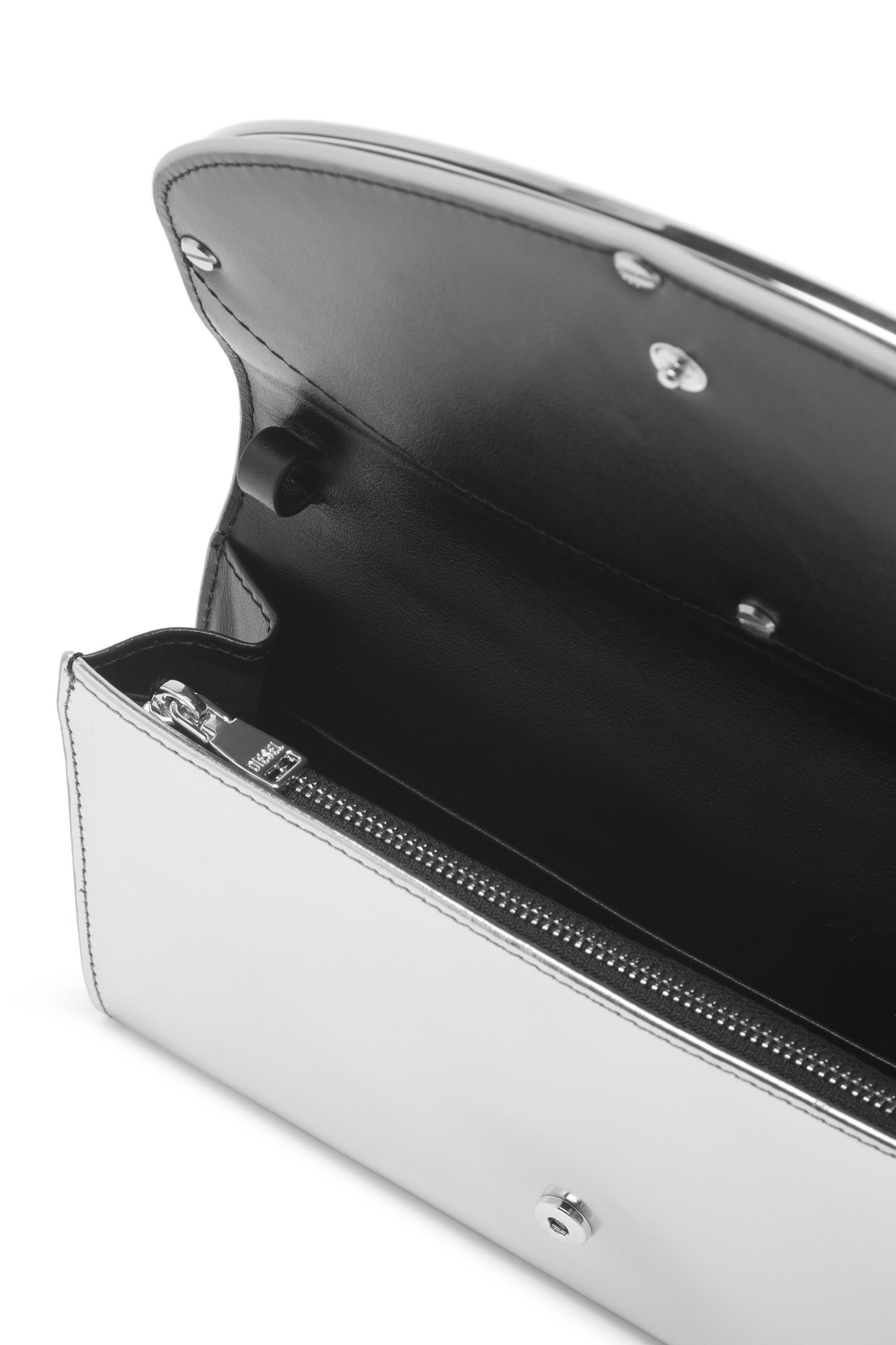 Diesel - LONG WALLET ZIP XXL, Woman's Wallet purse in metallic leather in Silver - 3