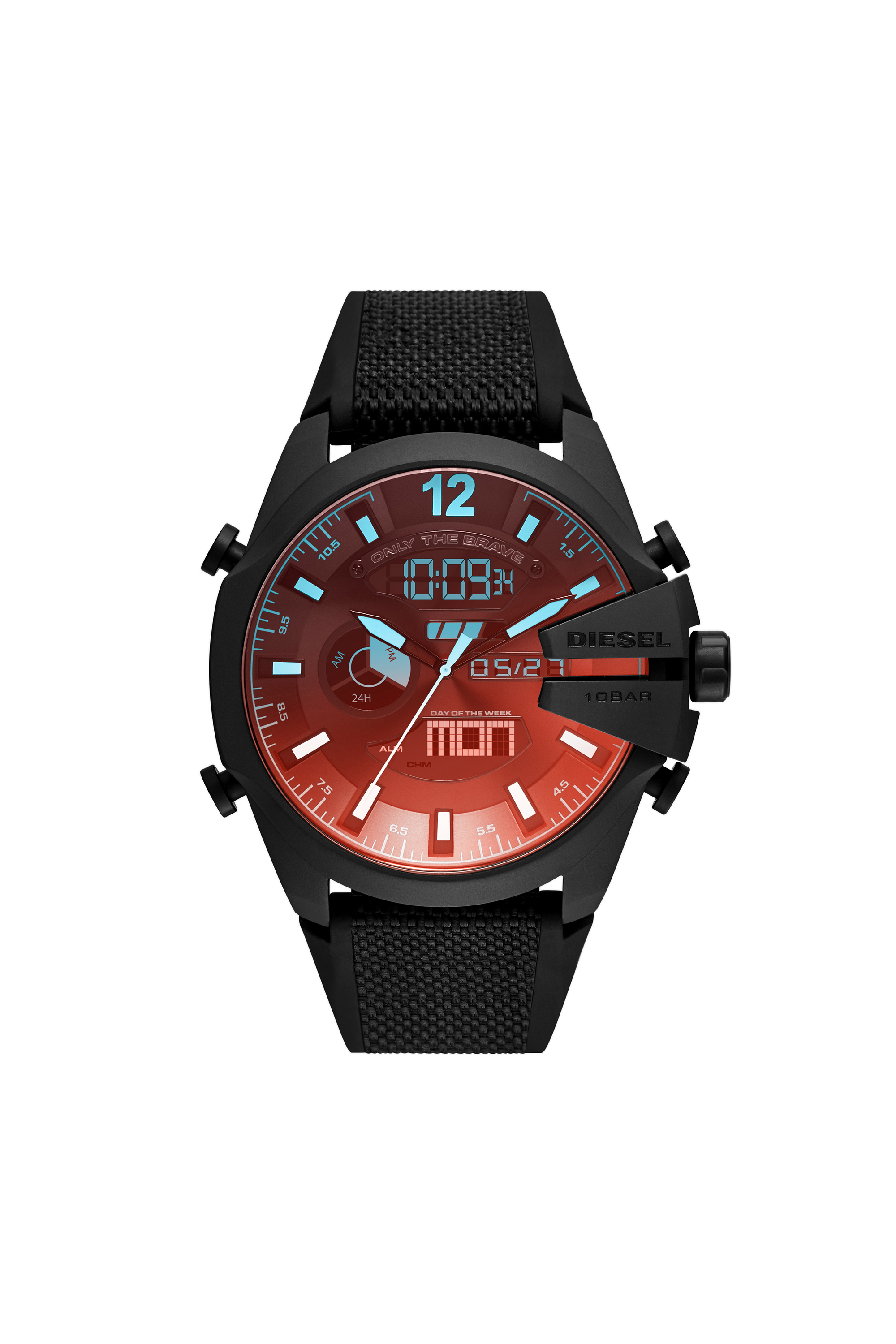 Diesel - DZ4548, Man's Mega Chief analog-digital black nylon and silicone watch in Black - 1