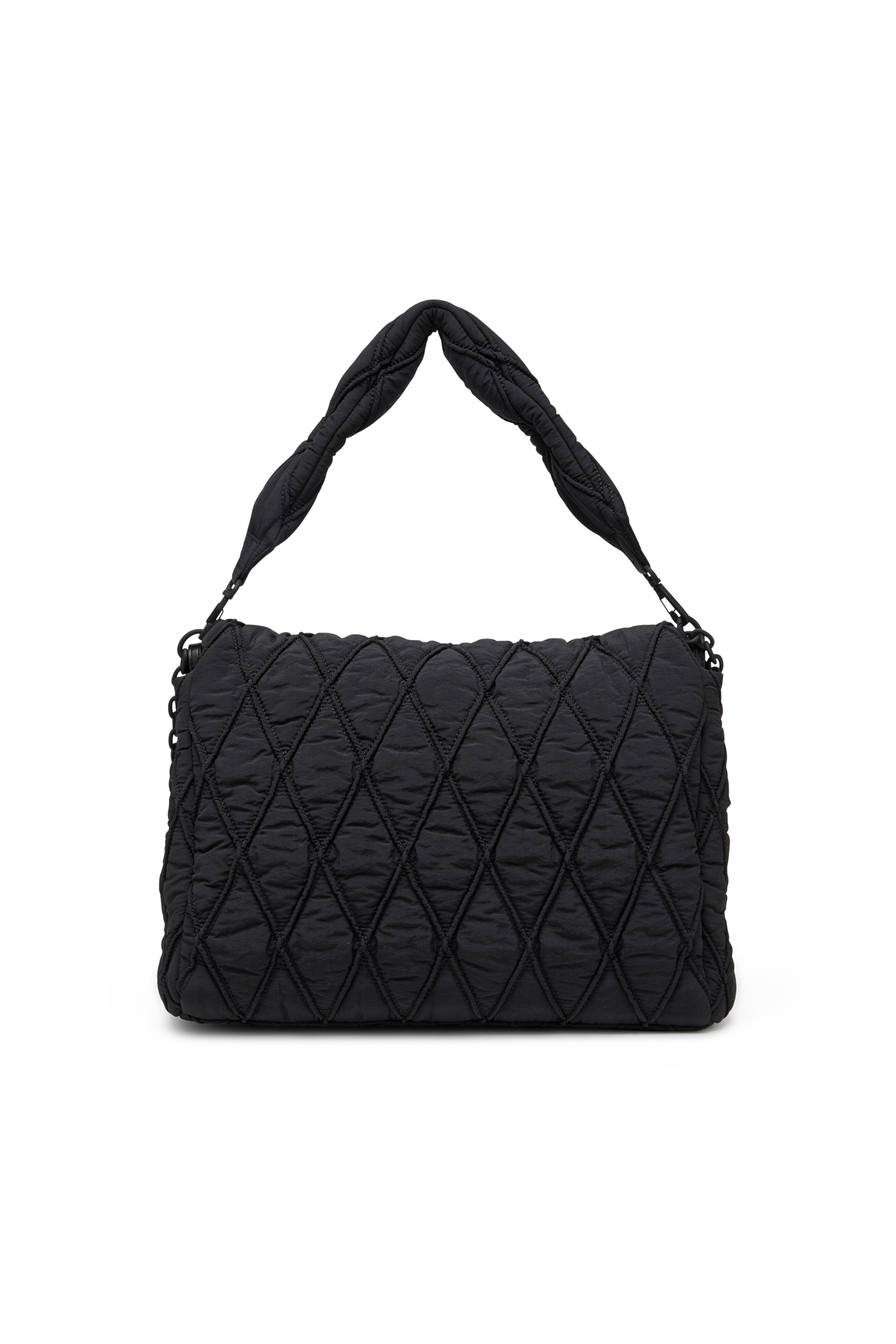 Diesel - CHARM-D SHOULDER L, Woman's Shoulder bag in quilted washed nylon in Black - 2