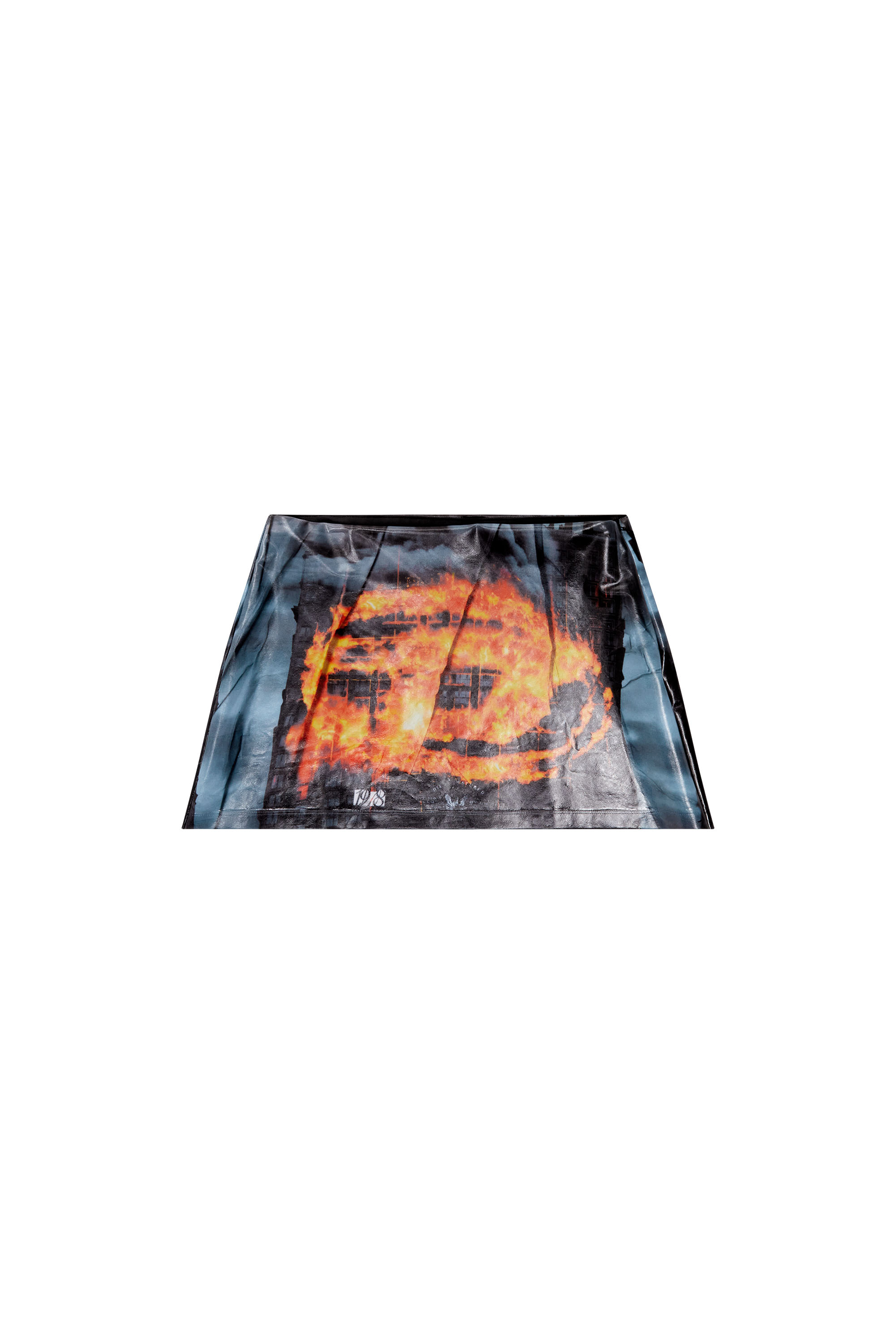 Diesel - O-HUNT, Woman's Short skirt with poster print in Red/Blue - 3