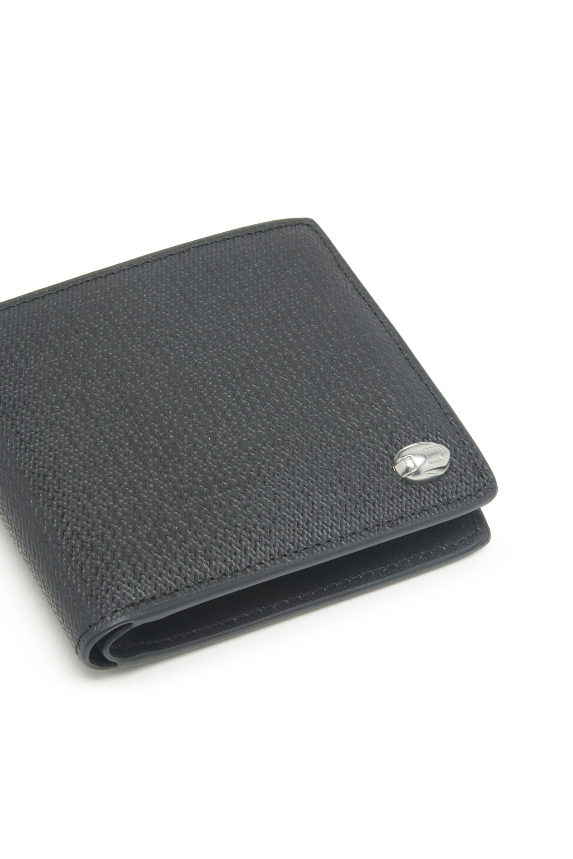 Diesel - BI-FOLD COIN S 3D, Man's Bi-fold wallet in textured leather in Black - 4