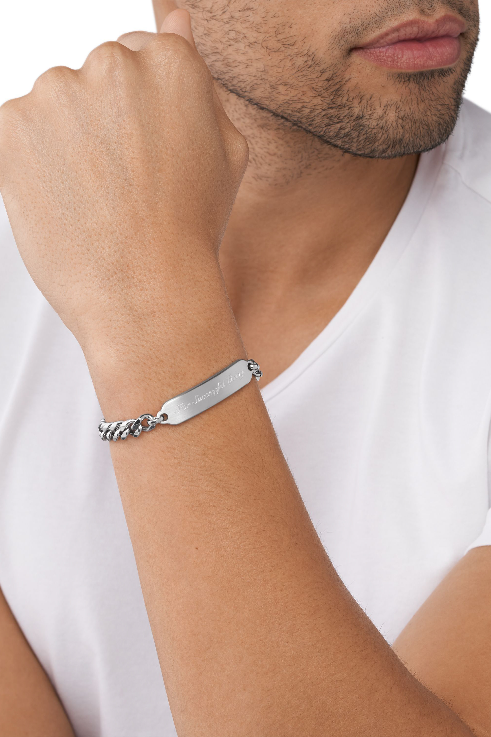 Diesel - DX1405, Unisex's Stainless Steel ID Bracelet in Silver - 3