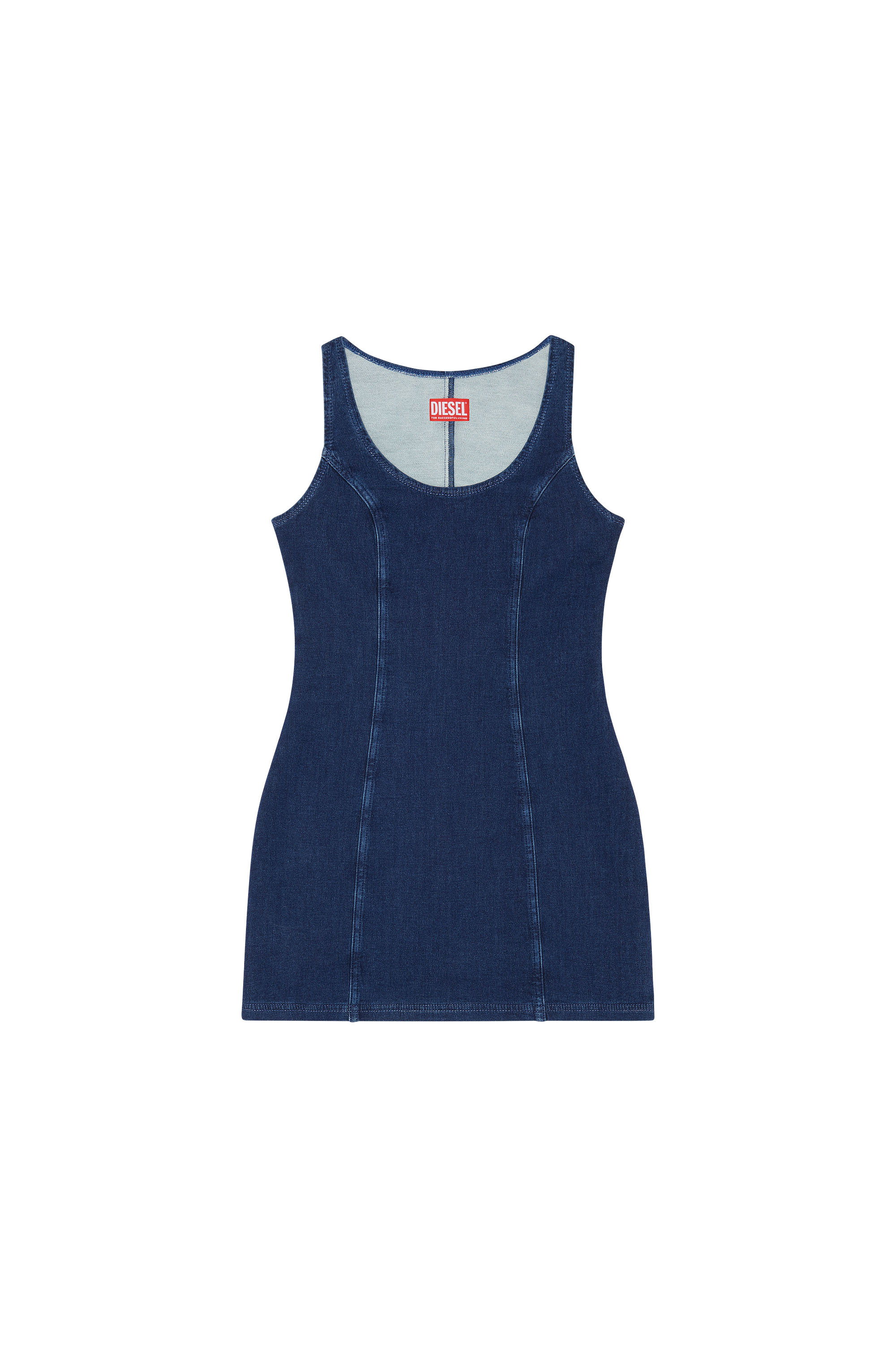 Diesel - D-VENUS TRACK DENIM TANK DRESS, Woman's Tank dress in Track Denim in Dark Blue - 2