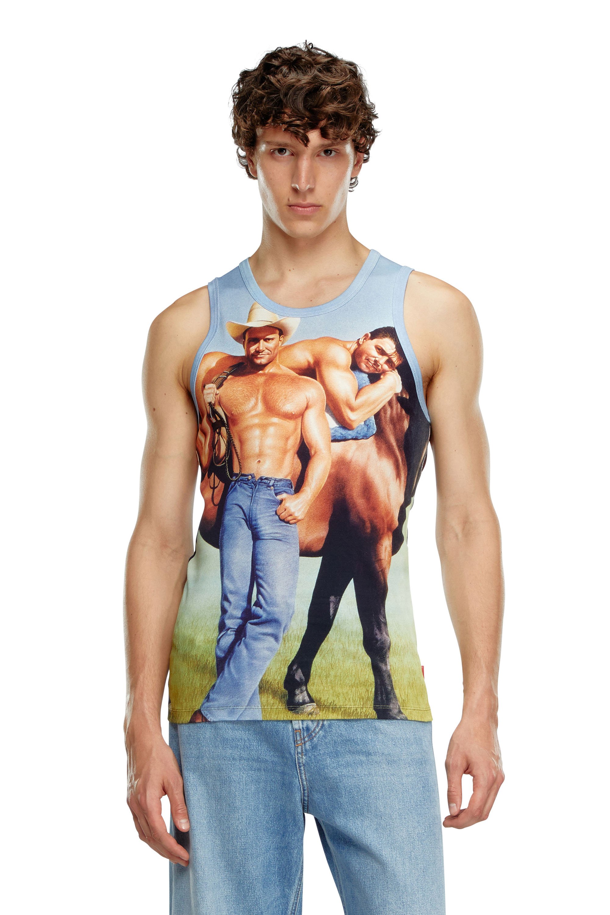 Diesel - PR-T-LIFTY-TANK, Unisex's Sleeveless T-shirt with all-over print in Blue - 2
