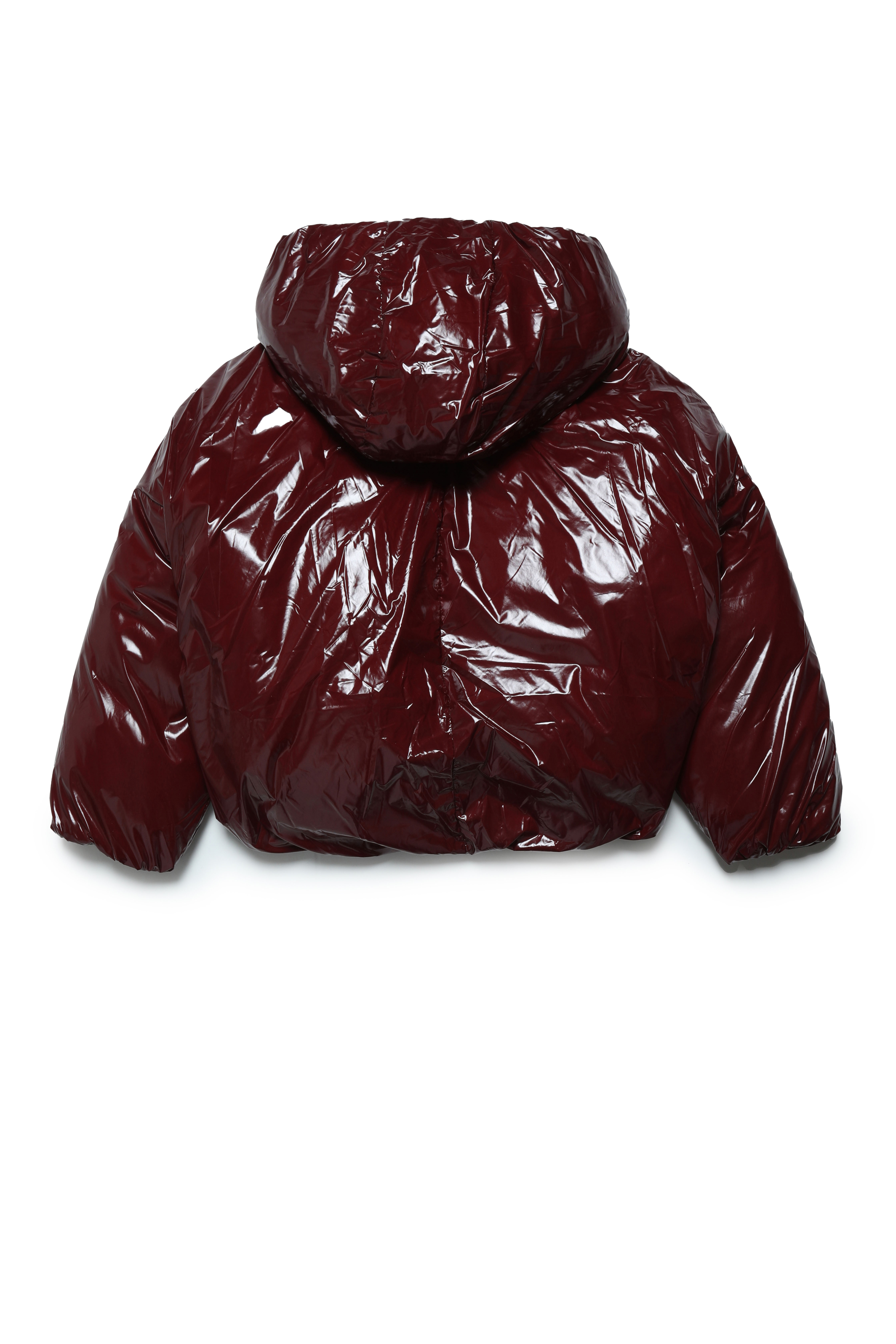 Diesel - JORINY, Woman's Hooded jacket in shiny nylon in Dark Violet - 2