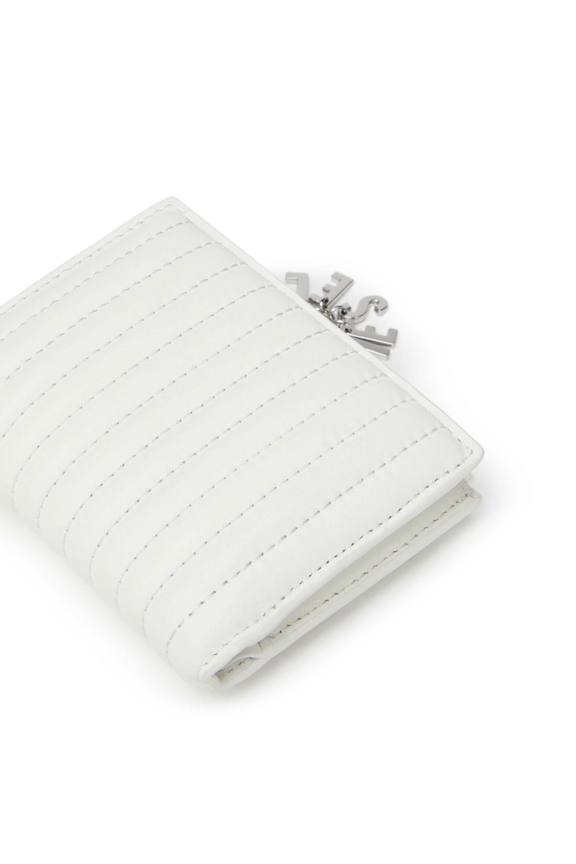 Diesel - BI-FOLD ZIP, Woman's Small wallet in quilted leather in White - 4