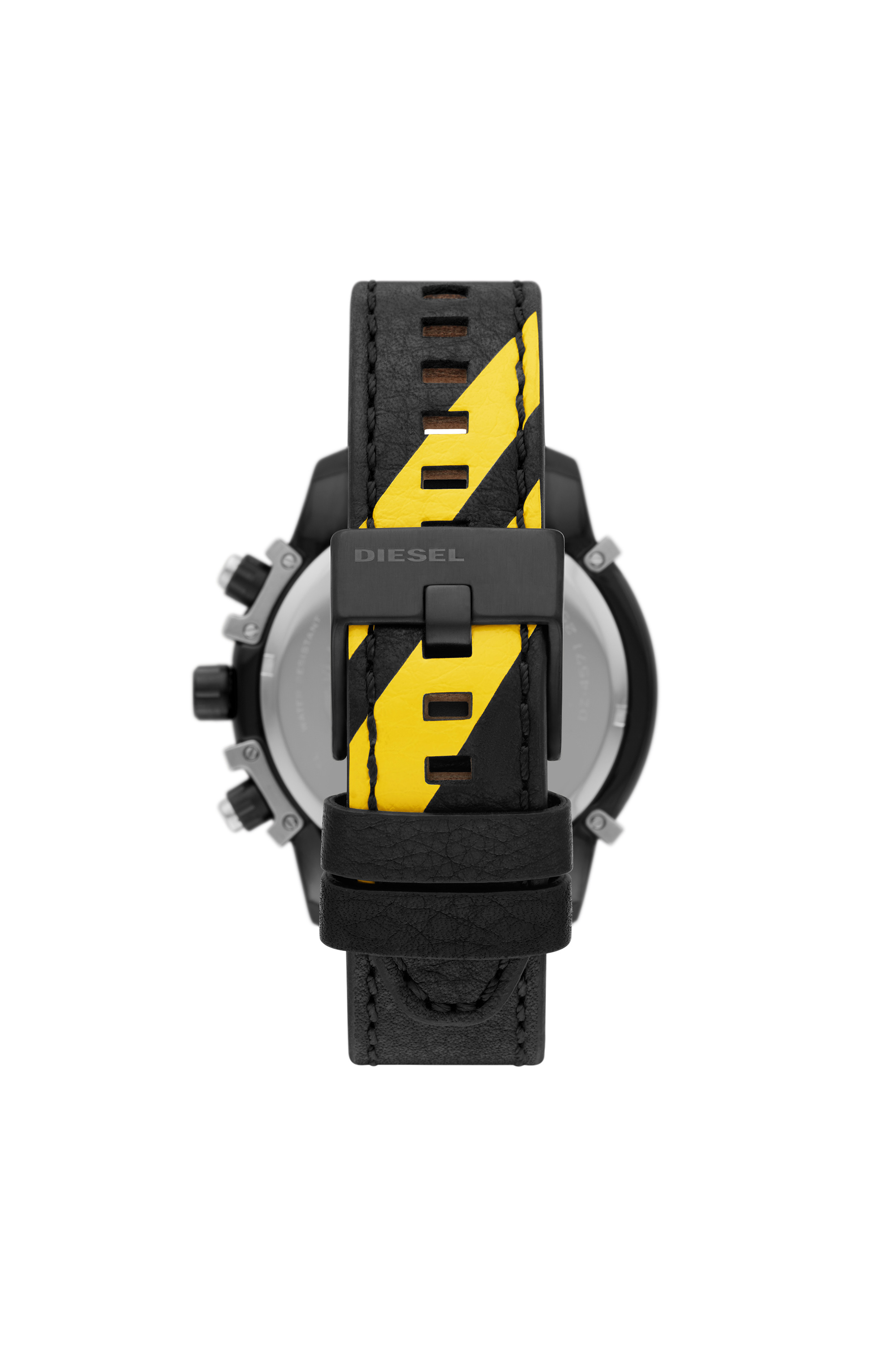 Diesel - DZ4571, Man's Griffed chronograph black leather watch in Black - 2