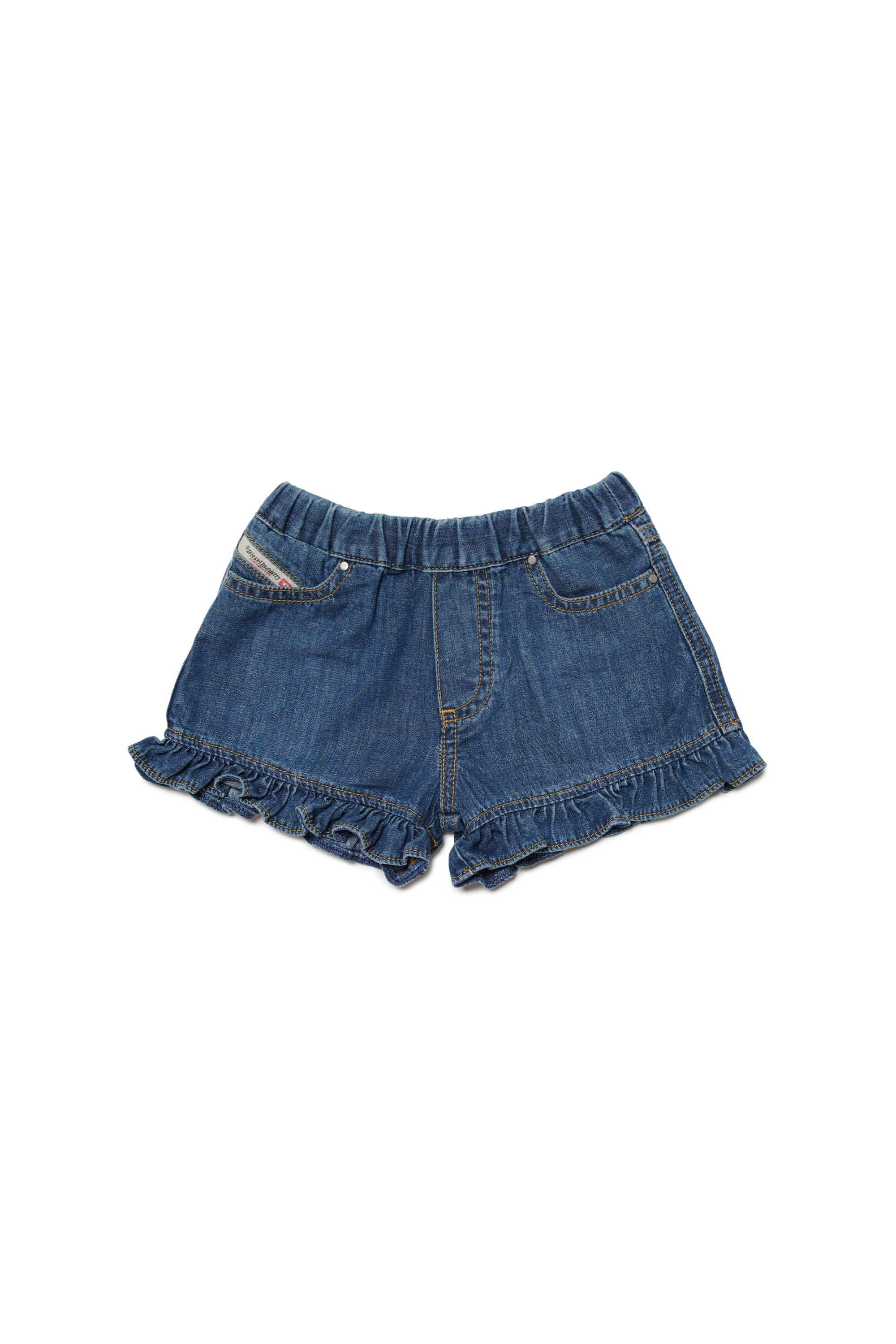 Diesel - PSWEETIB, Woman's Ruffled denim shorts in Dark Blue - 1