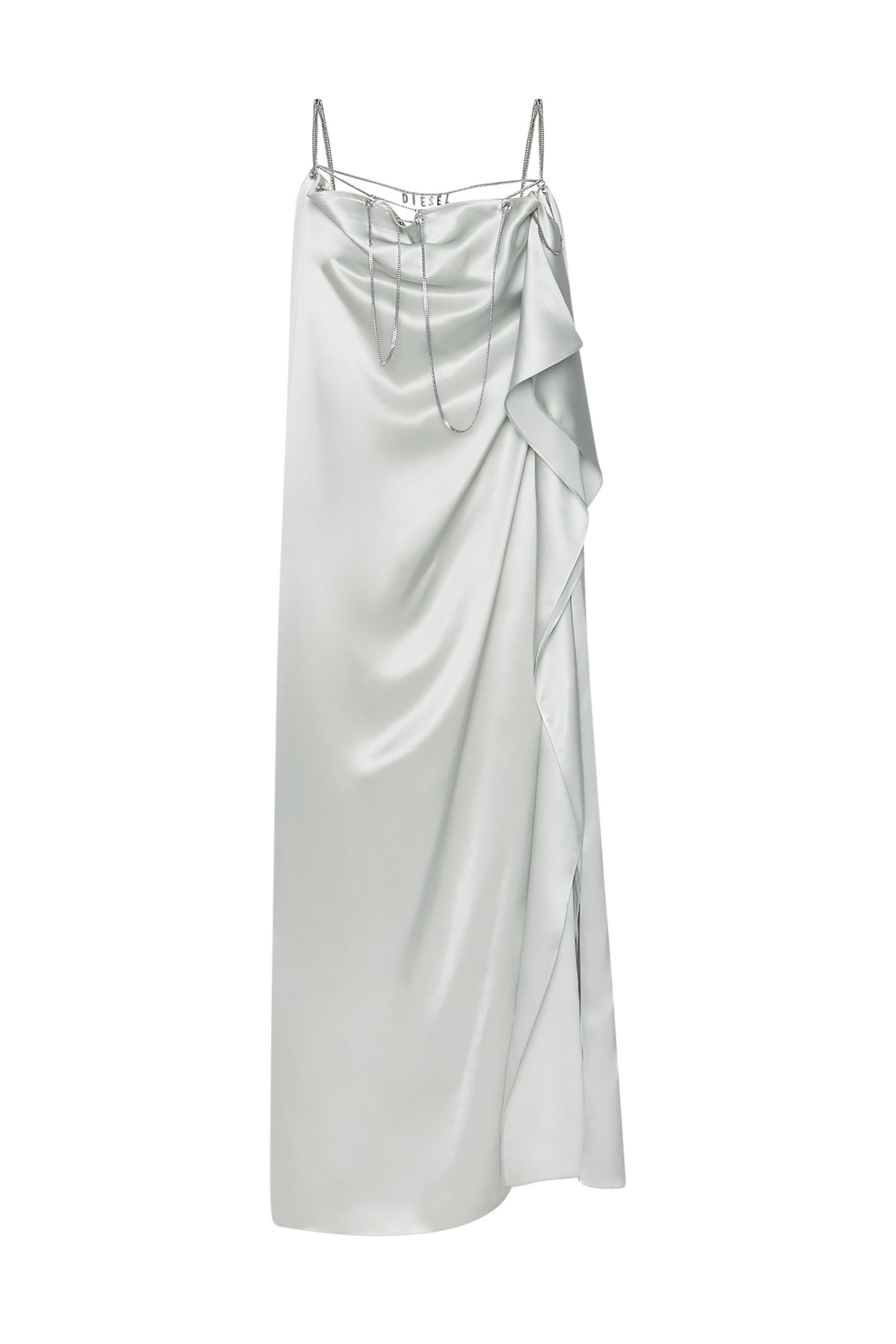 Diesel - D-CHAIN, Woman's Silk dress with metal eyelets in Silver - 2