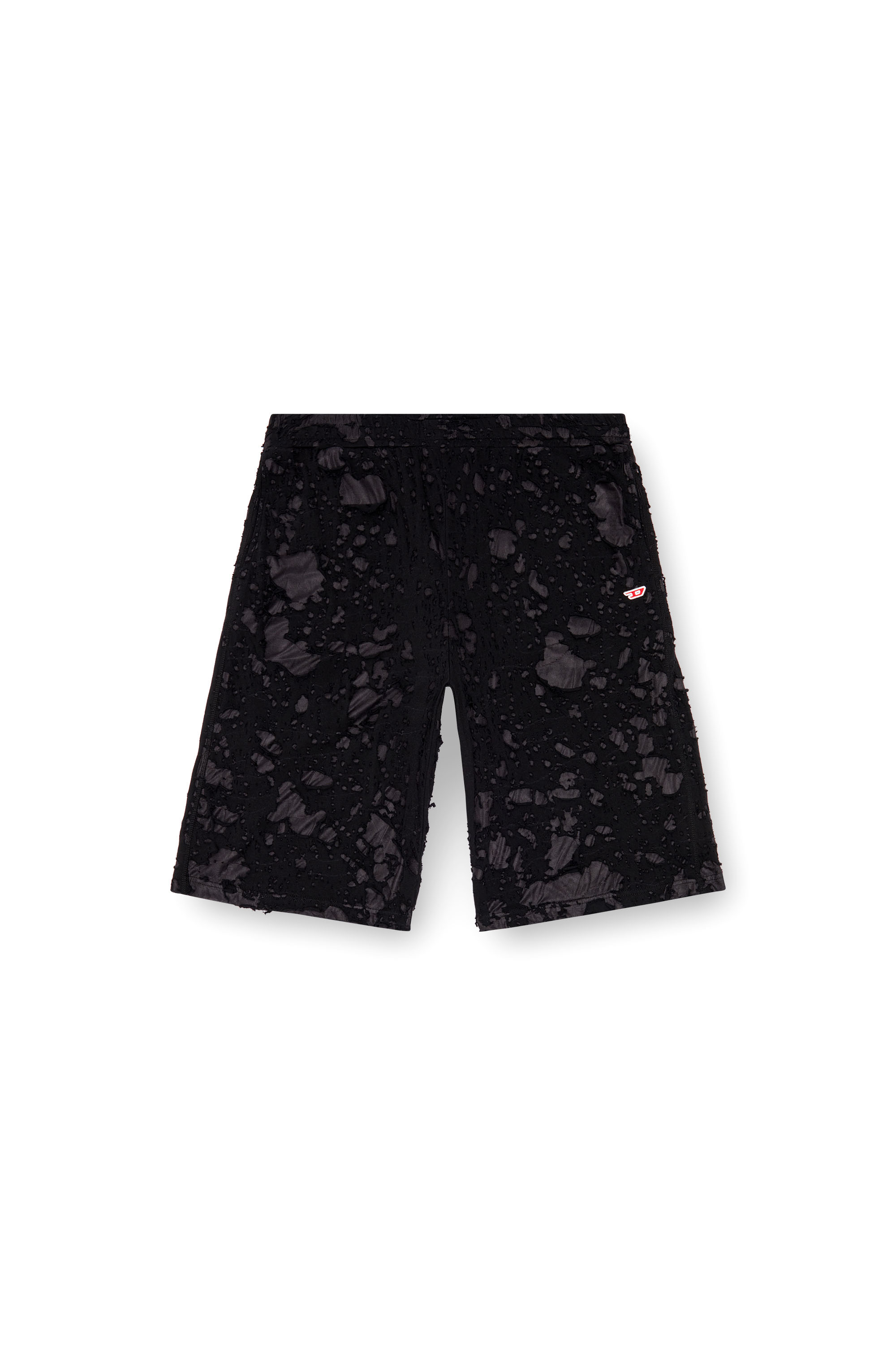 Diesel - P-WO-POCK, Man's Layered shorts with burn-out finish in Black - 3