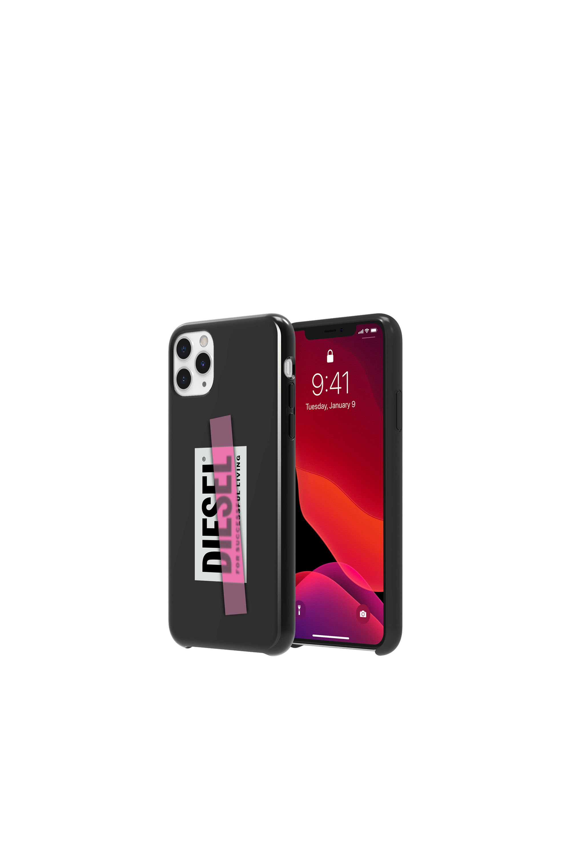 Diesel - DIPH-033-BLKPT, Unisex's Printed co-mold case for iPhone 11 Pro Max in Black/Pink - 1