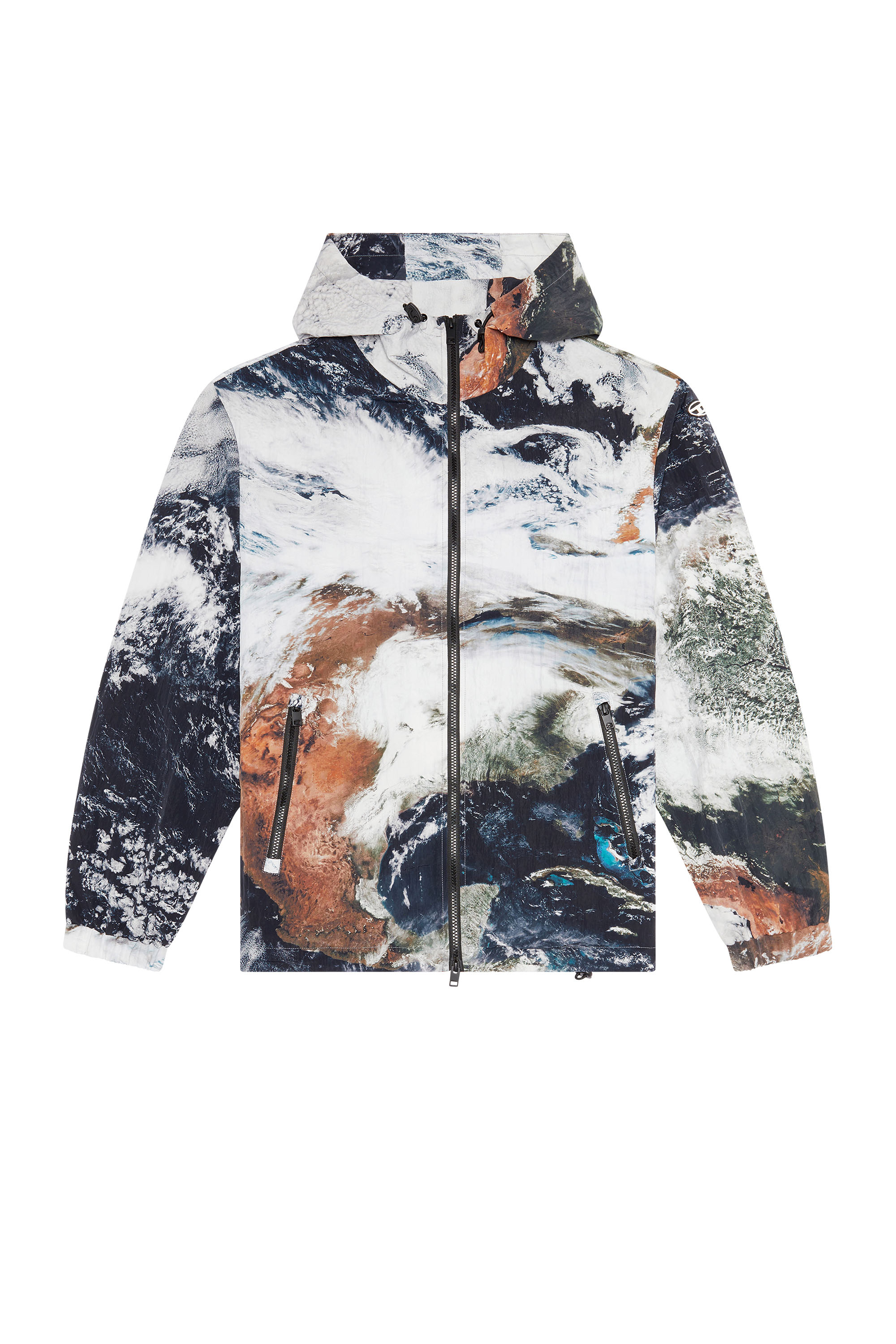 Diesel - J-WARRETT-PRINT, Man's Windbreaker with Planet print in Black/White - 3
