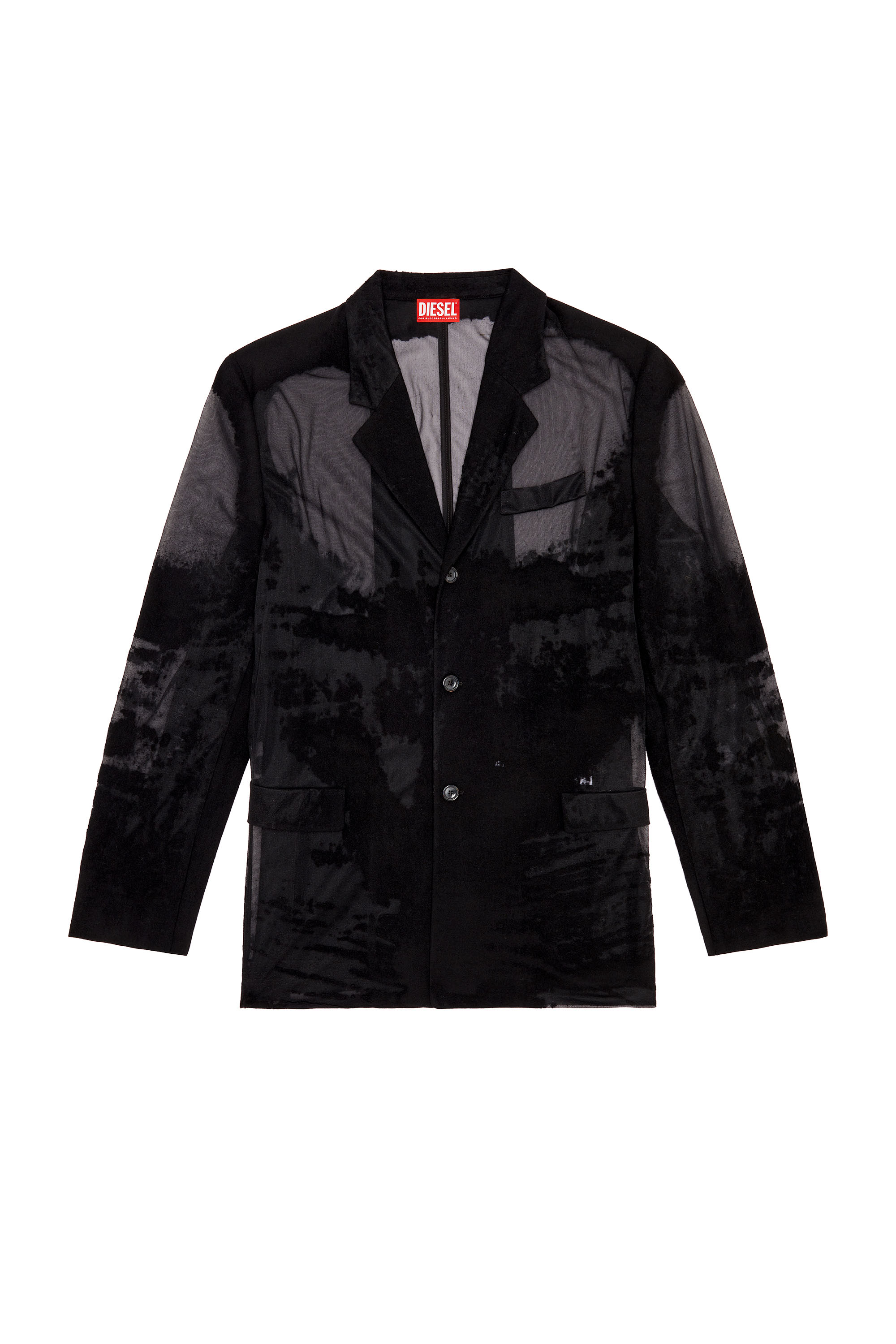 Diesel - J-REG, Man's Tailored jacket in devoré cool wool in Black - 3