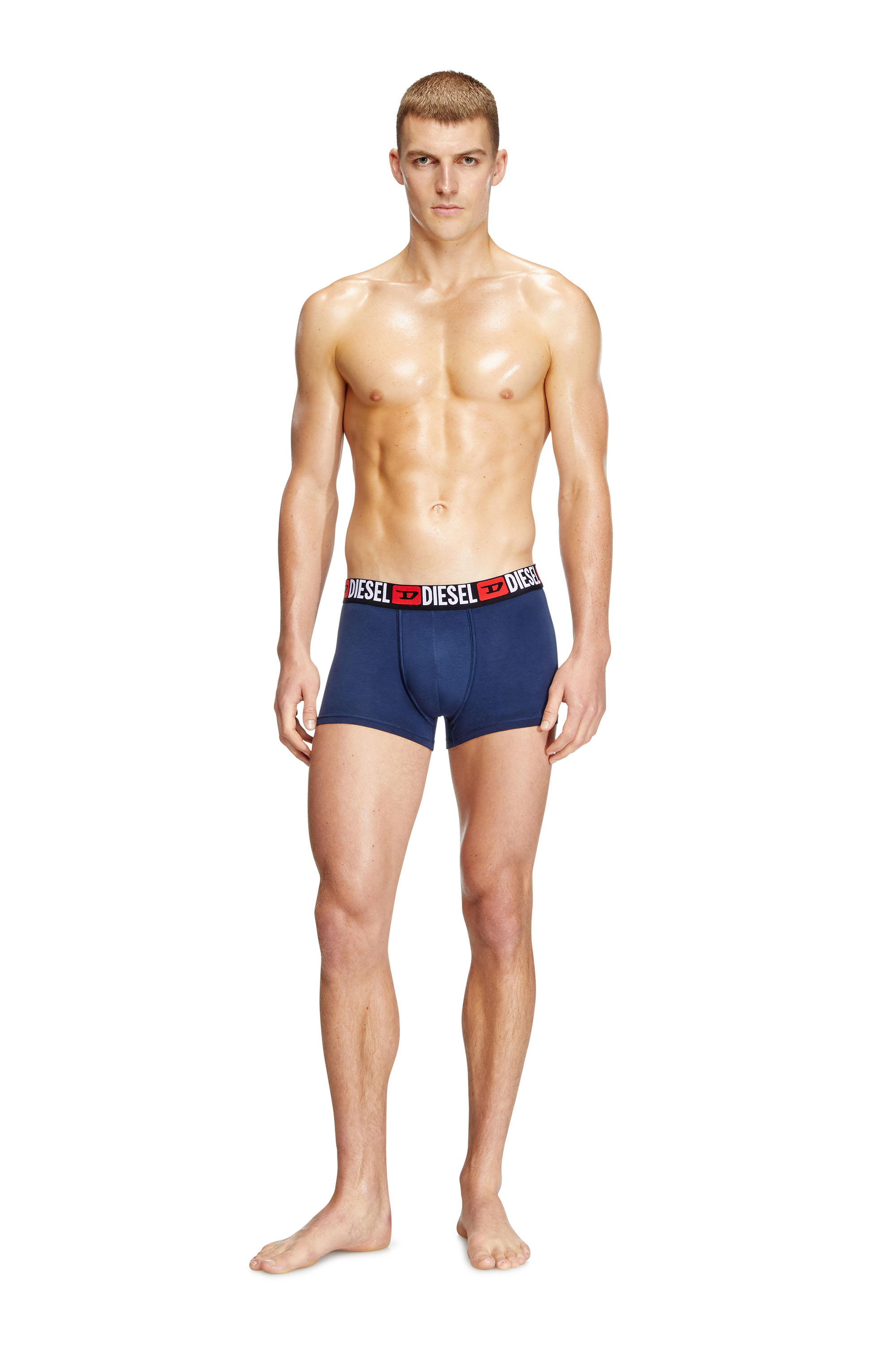 Diesel - UMBX-DAMIENTHREEPACK, Man's Three-pack of all-over logo waist boxers in Grey/Blue - 2