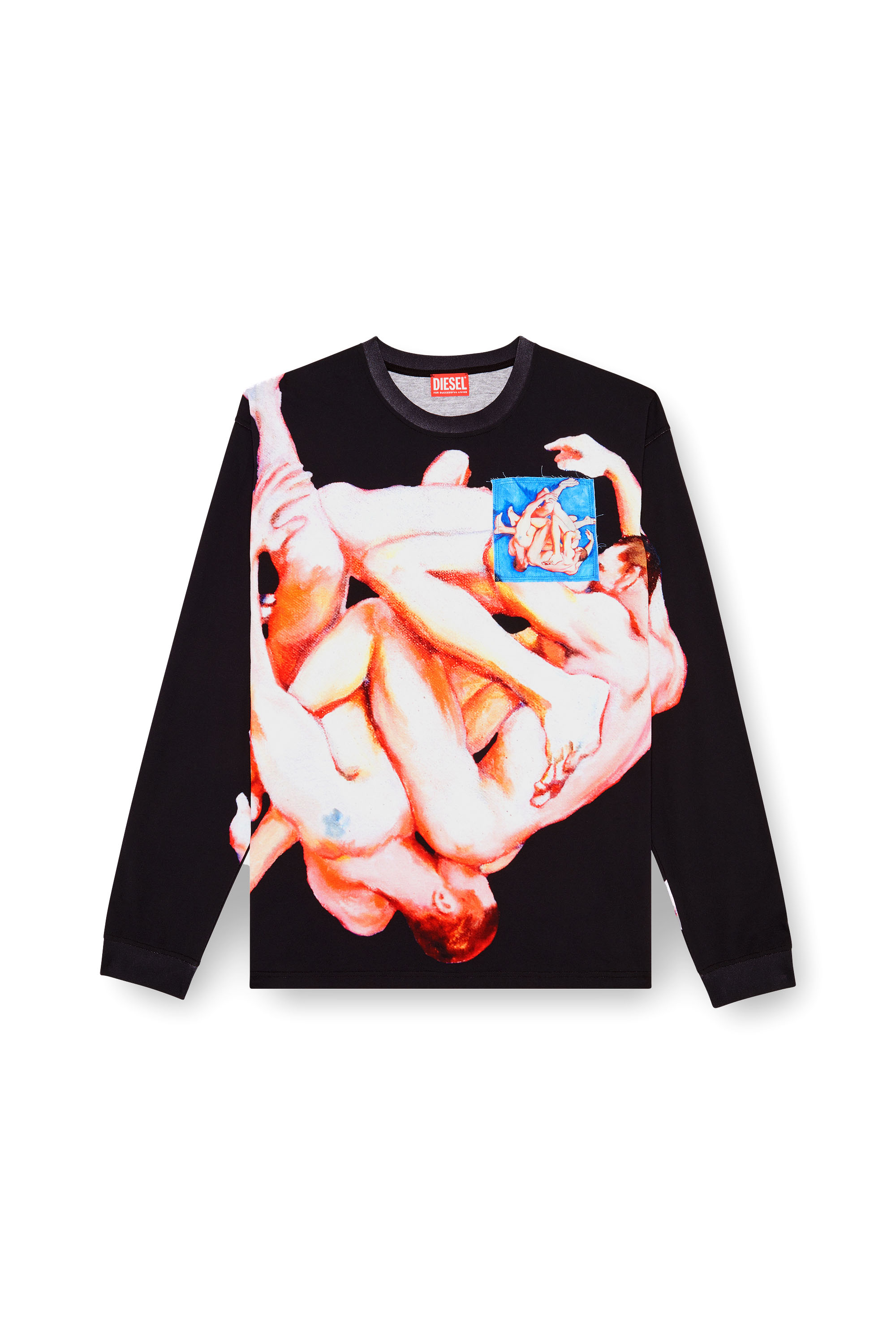 Diesel - PR-T-BOXT-LS-VAL, Unisex's Long-sleeve T-shirt with print and patches in Black - 4
