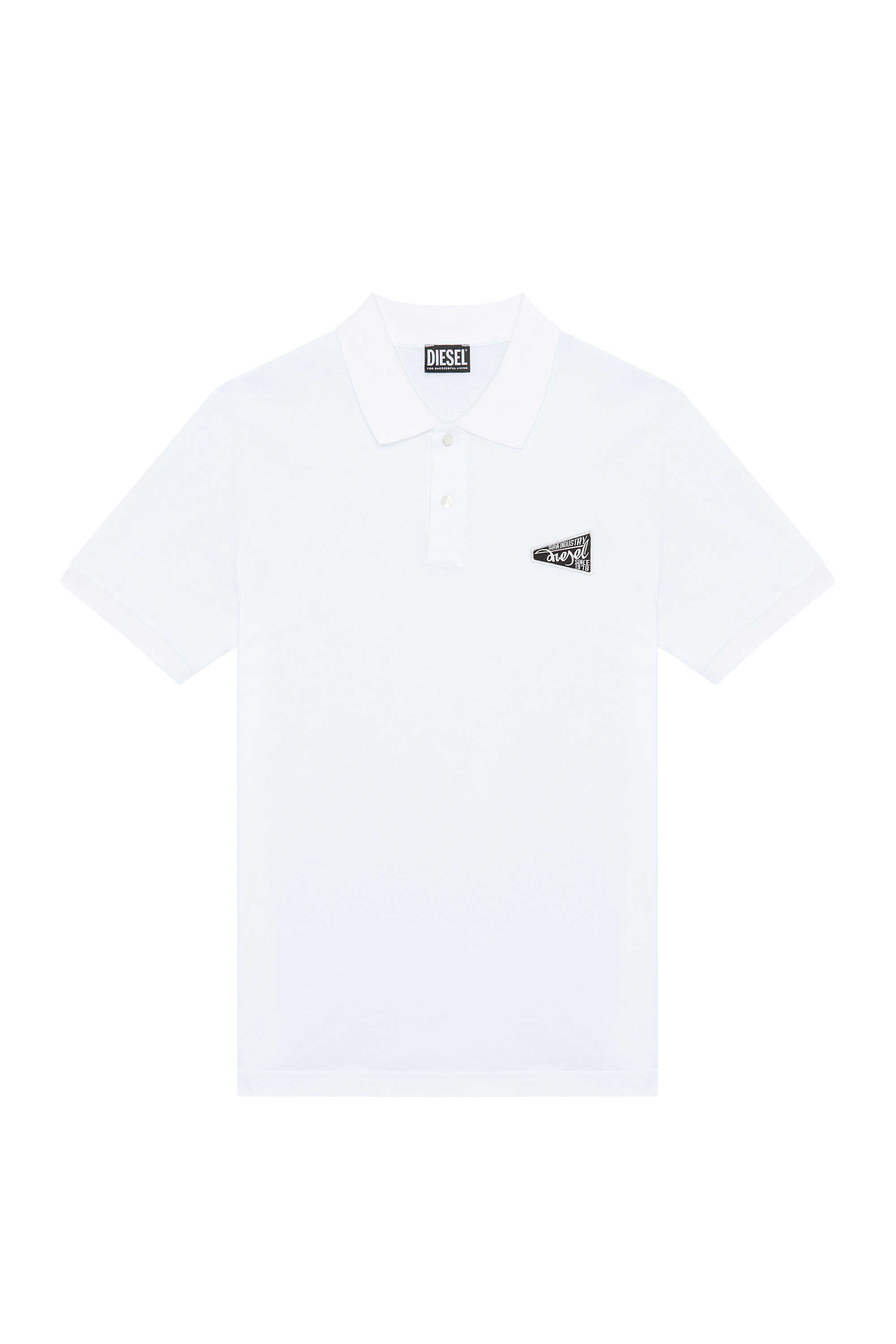 Diesel - T-SMITH-G3, Man's Polo with Brave Industry logo patch in White - 3