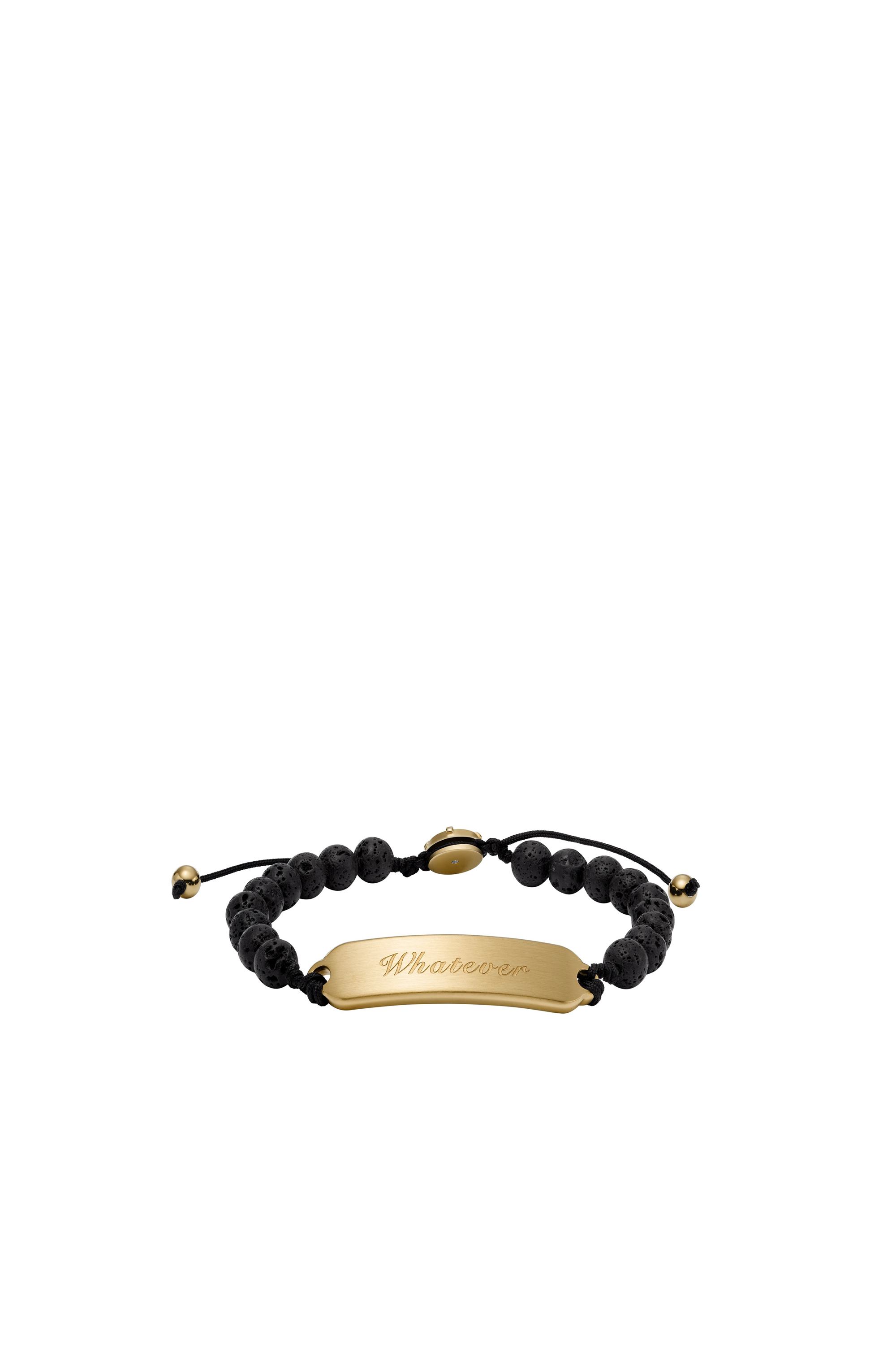 Diesel - DX1404, Unisex's Black Lava Stone Beaded Bracelet in Gold/Black - 1