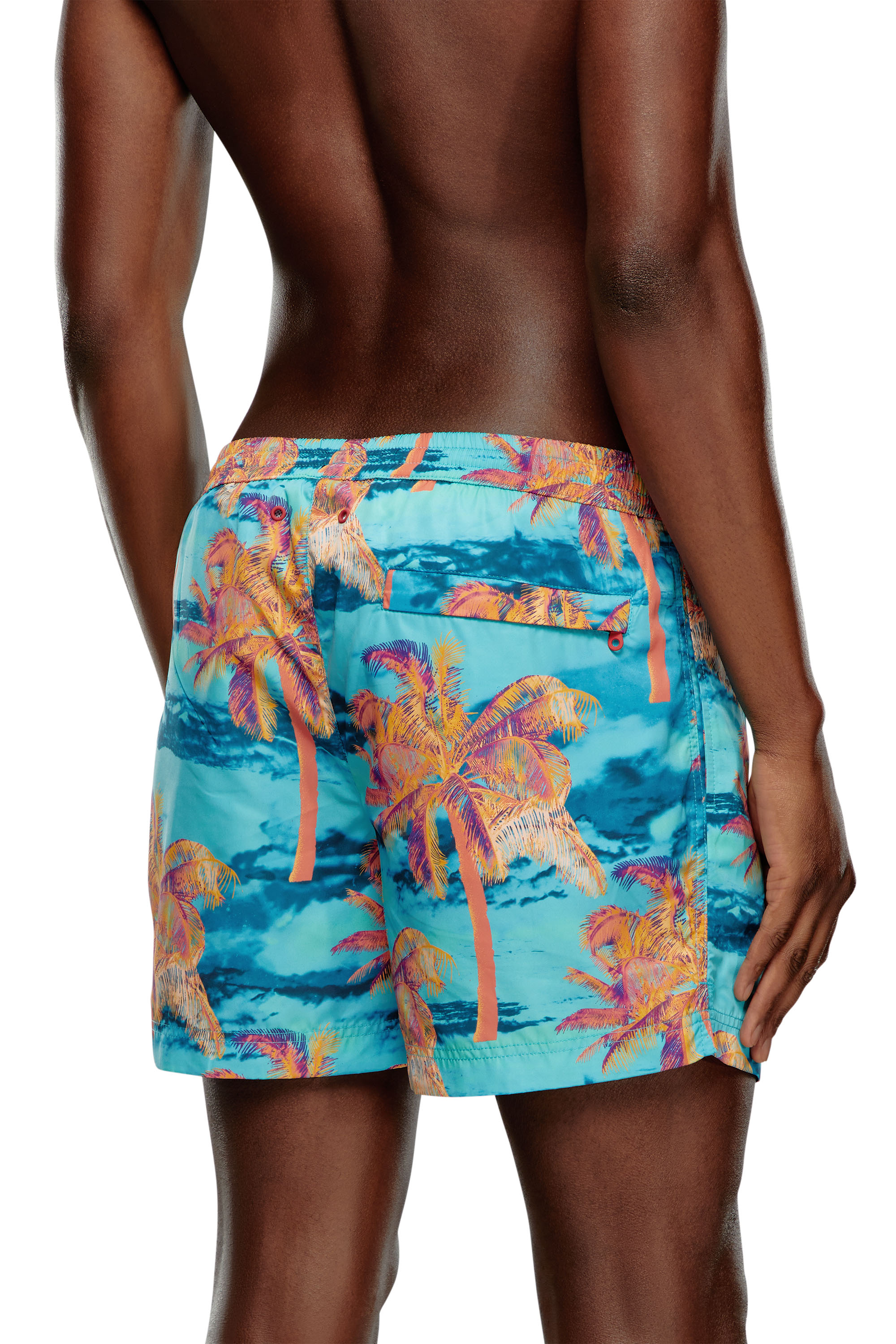Diesel - BMBX-KEN-37-ZIP, Man's Mid-length printed swim shorts in Azure - 3