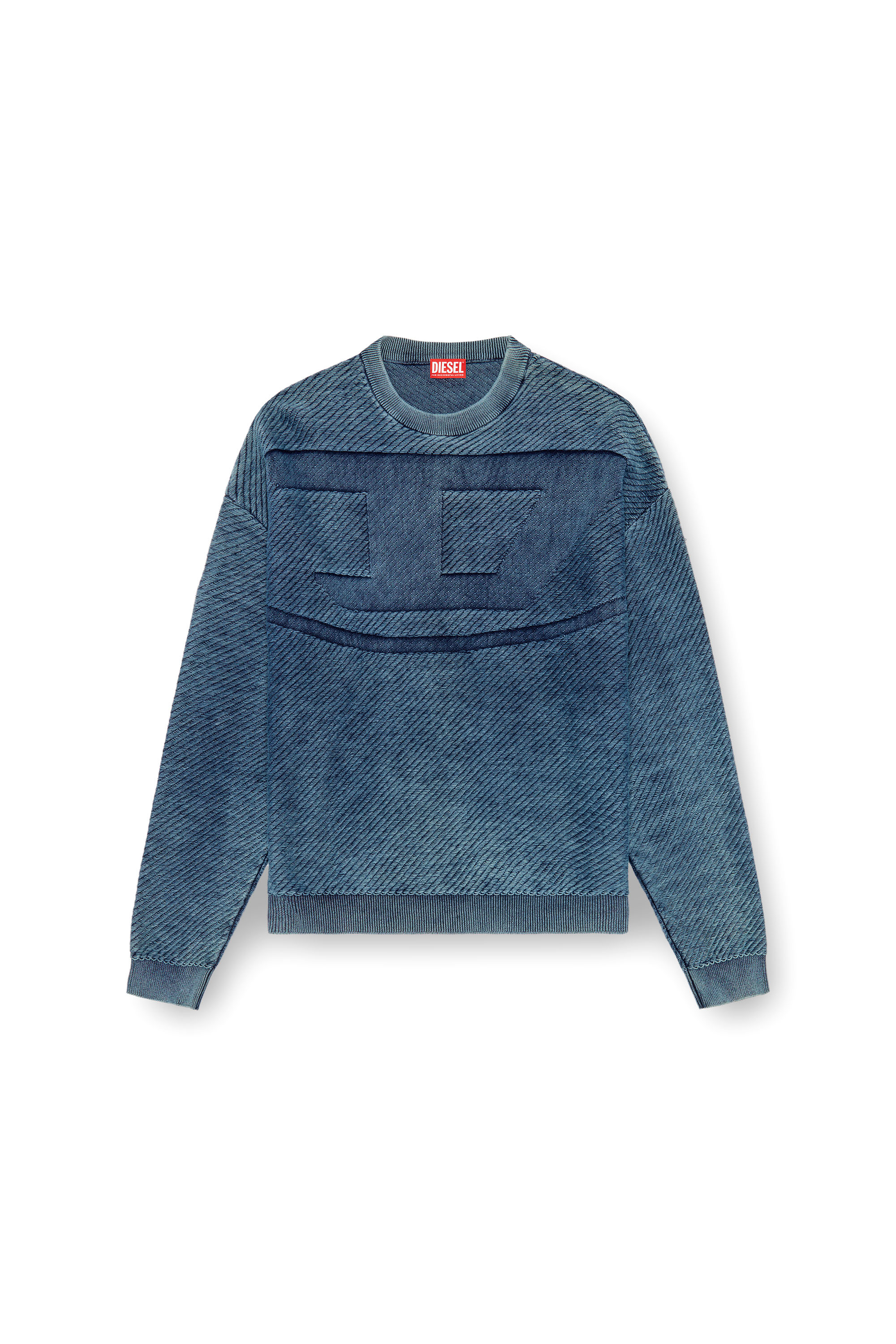 Diesel - K-KLEVERY, Man's Denim-effect jumper in cotton in Blue - 3