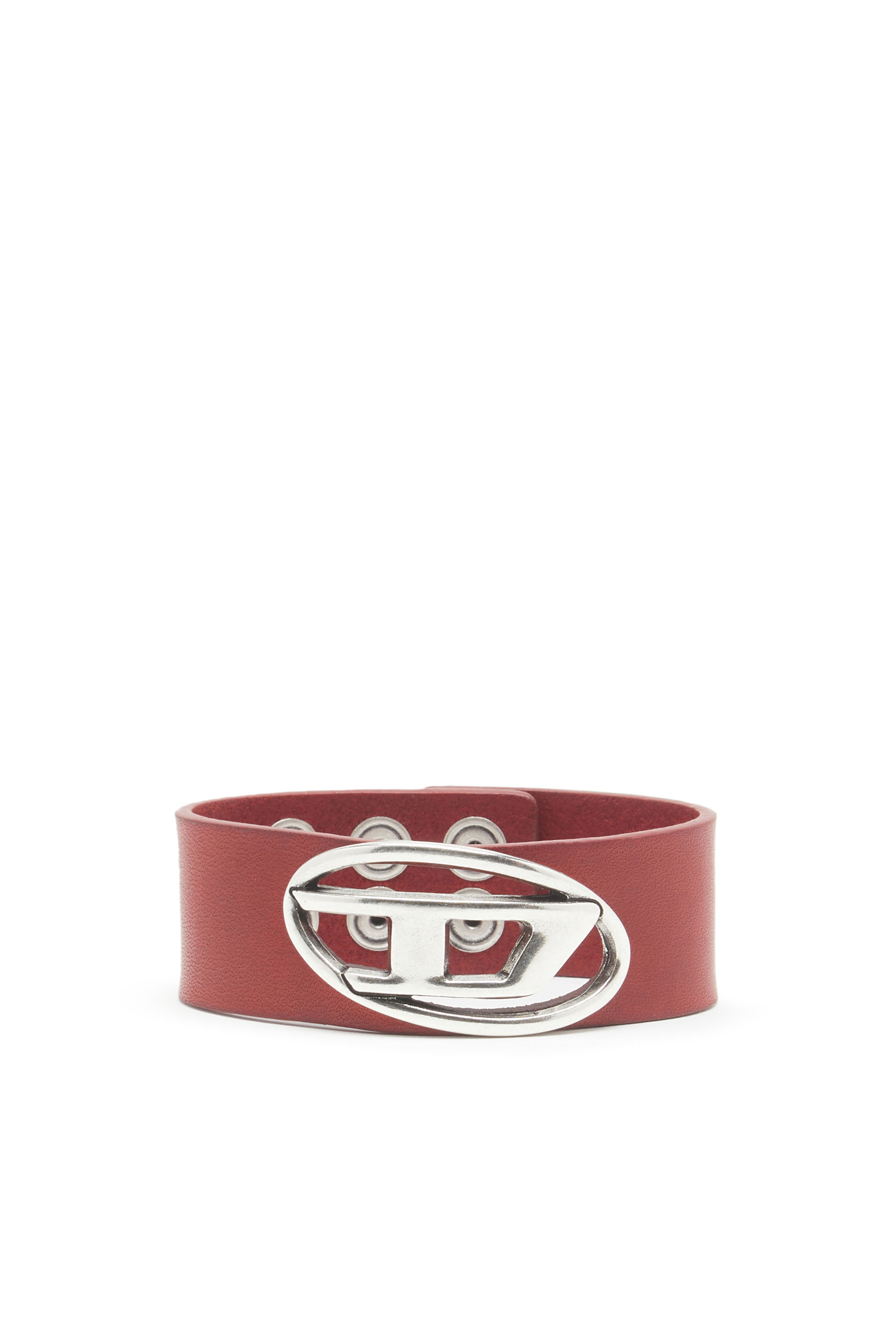Diesel - A-BALONE, Man's Cuff bracelet with D plaque in Red - 1