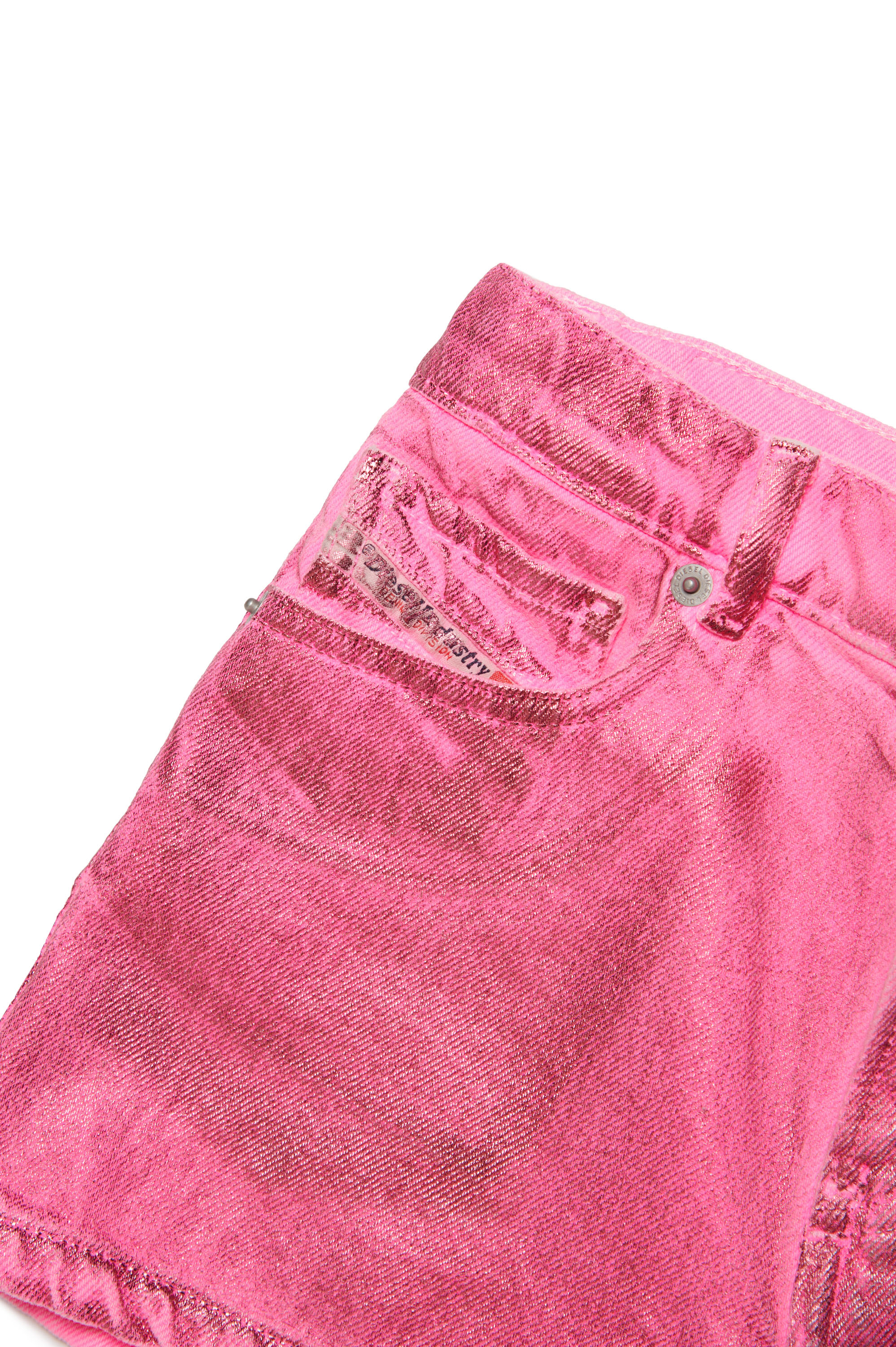 Diesel - PBOYSHORT, Woman's Shorts in coated stretch denim in Pink - 3