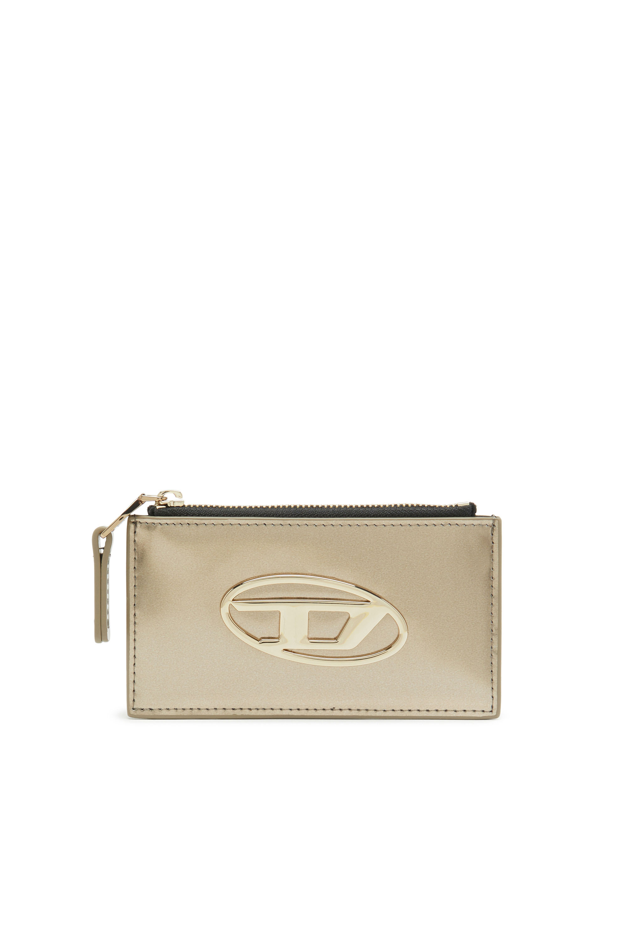 Diesel - CARD HOLDER COIN S, Woman's Metallic leather card holder in Bronze - 1