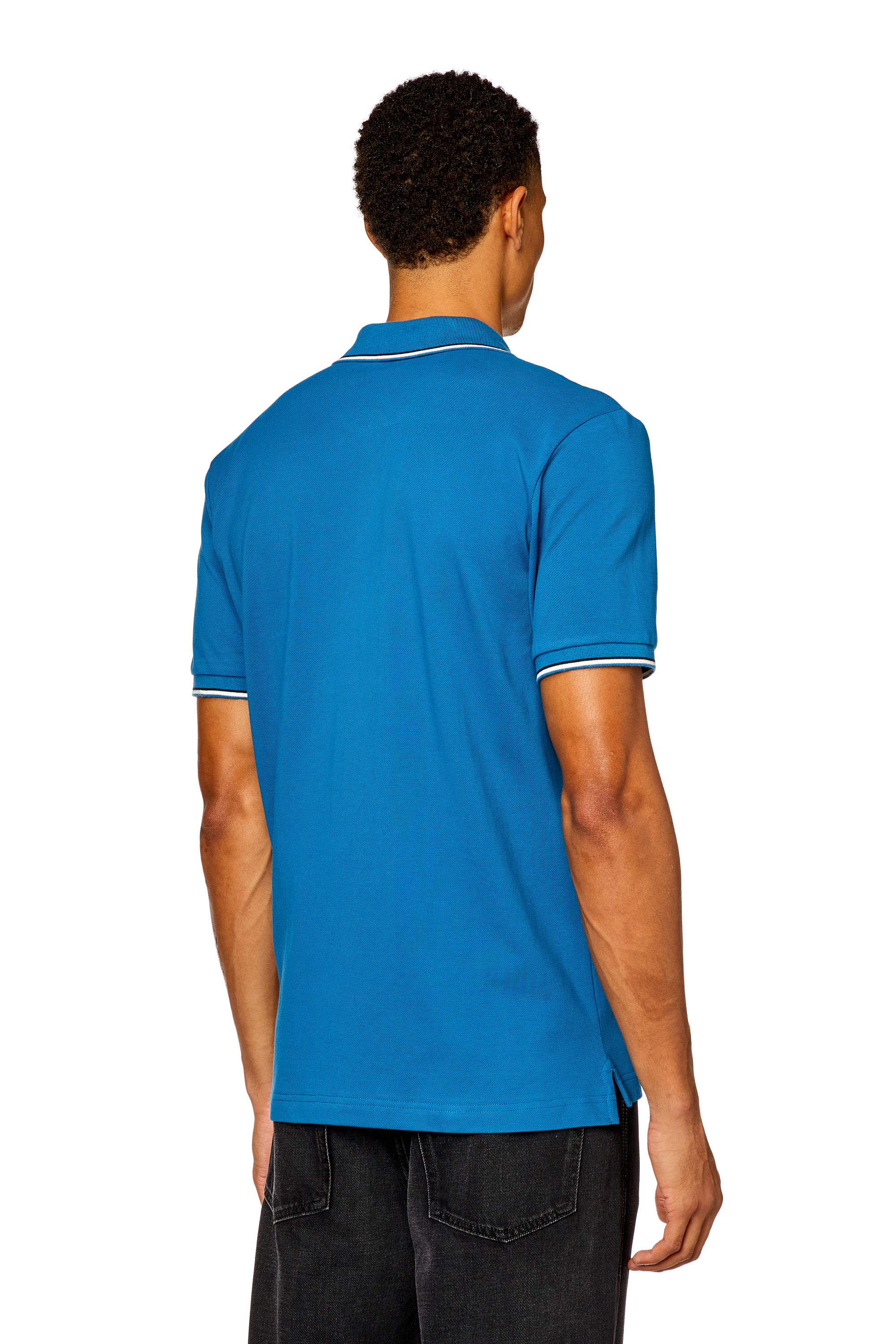 Diesel - T-SMITH-D, Man's Polo shirt with striped trims in Blue - 4