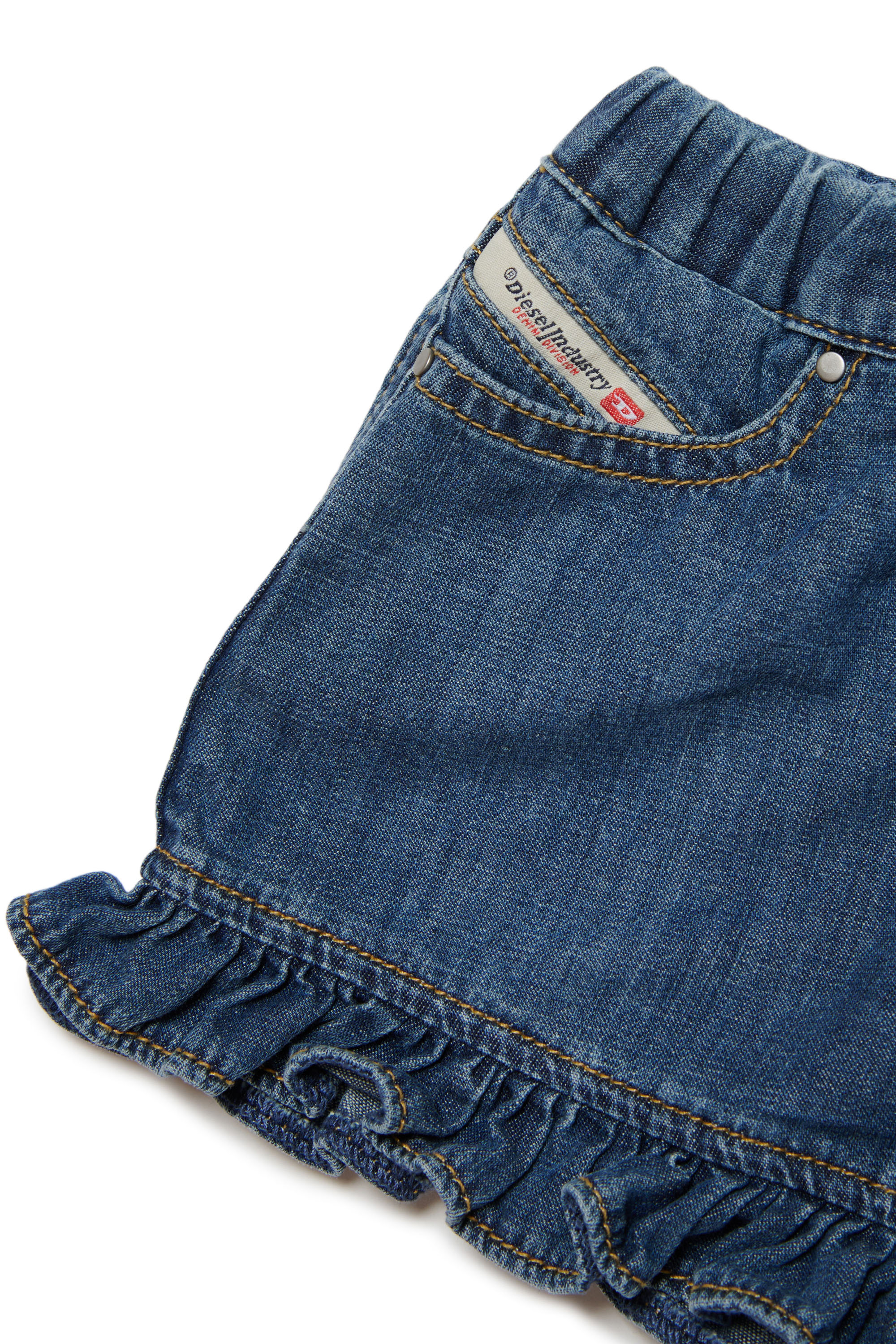 Diesel - PSWEETIB, Woman's Ruffled denim shorts in Dark Blue - 3