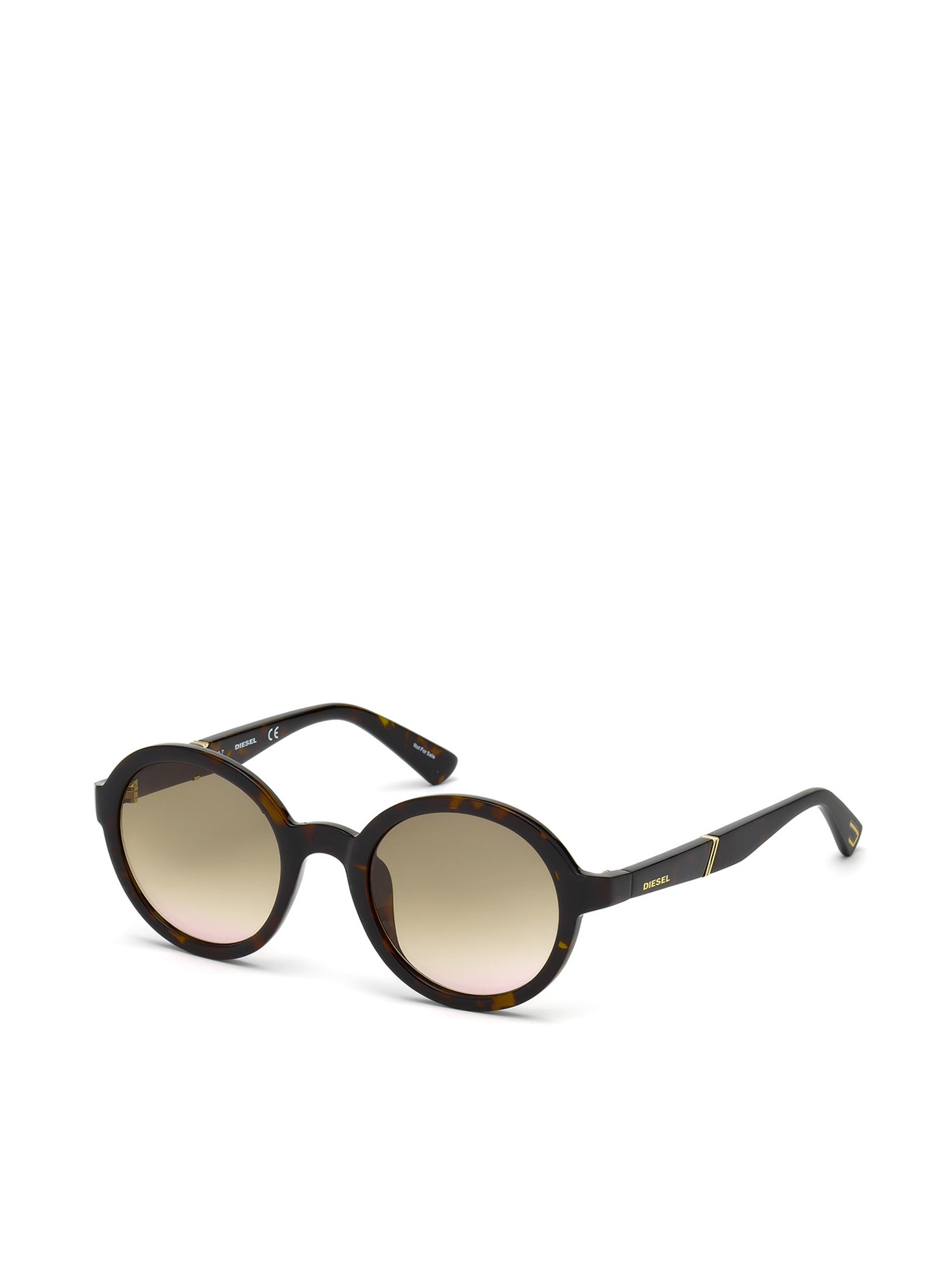 Diesel - DL0264, Unisex's Round shape eyewear with slanting detail in Brown - 3