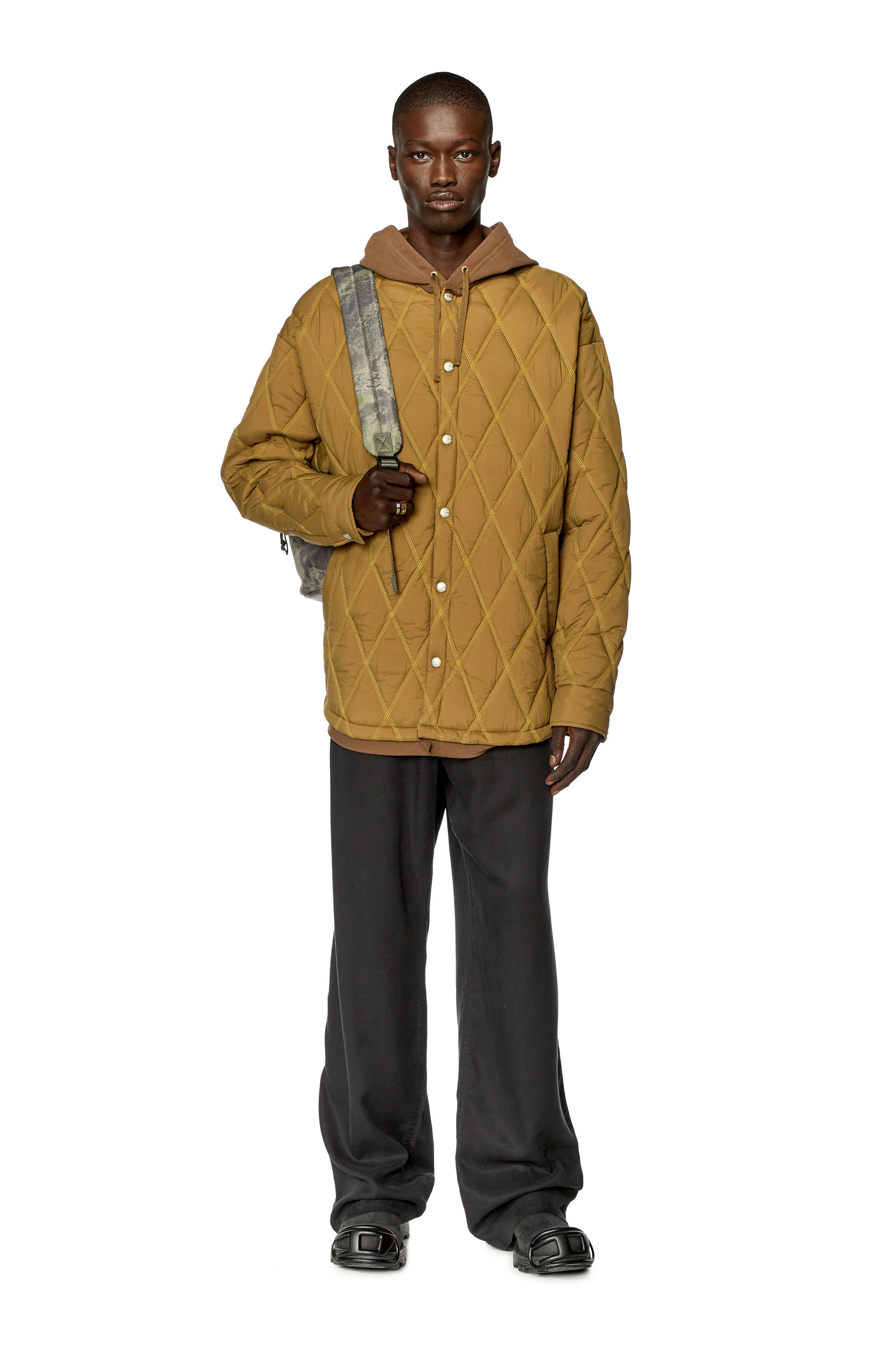 Diesel - J-ROMEO, Man's Quilted jacket in quilted nylon in Light Brown - 2