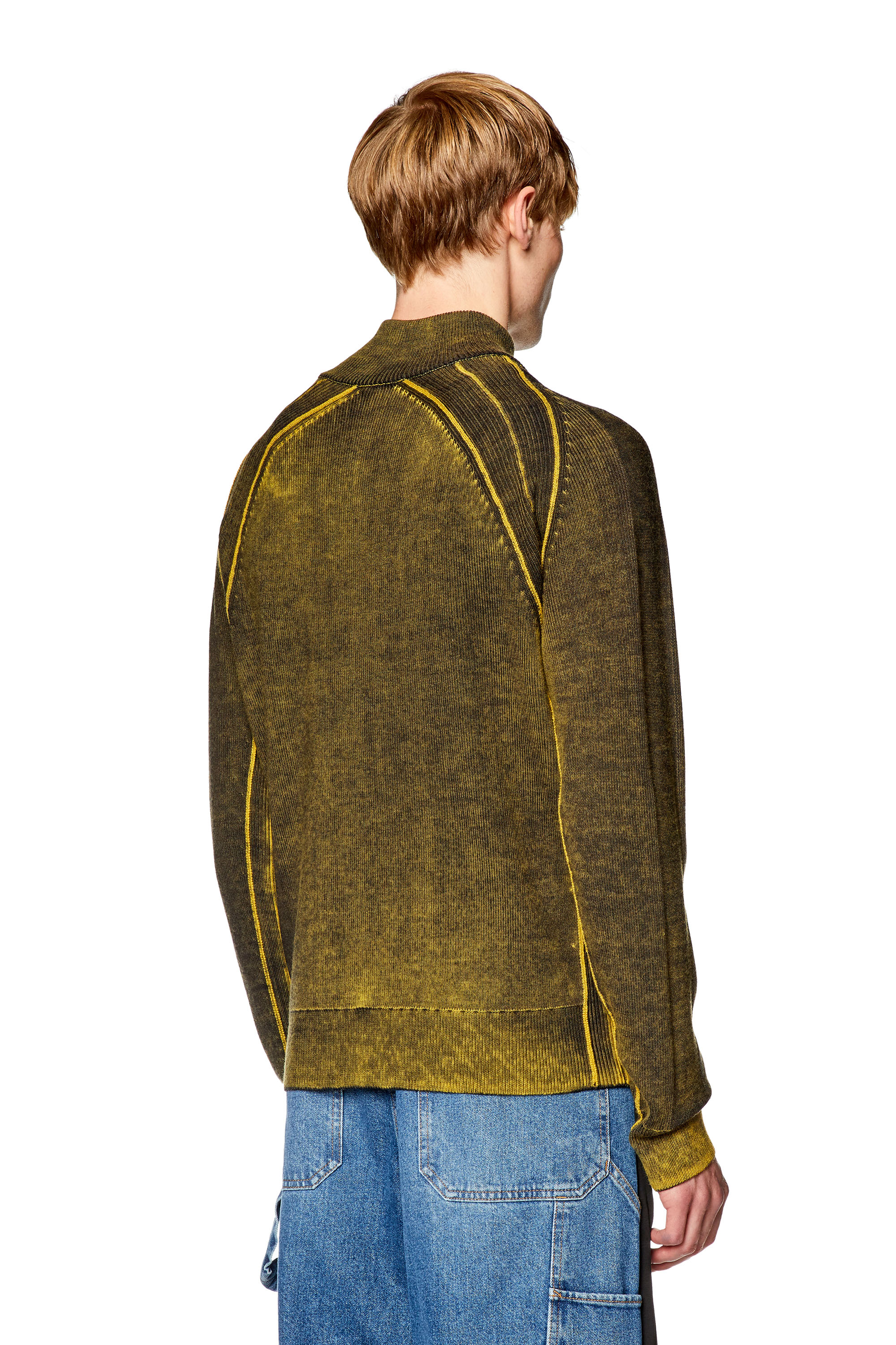Diesel - K-IRINI, Man's Wool cardigan with nuanced print in Military Green - 4