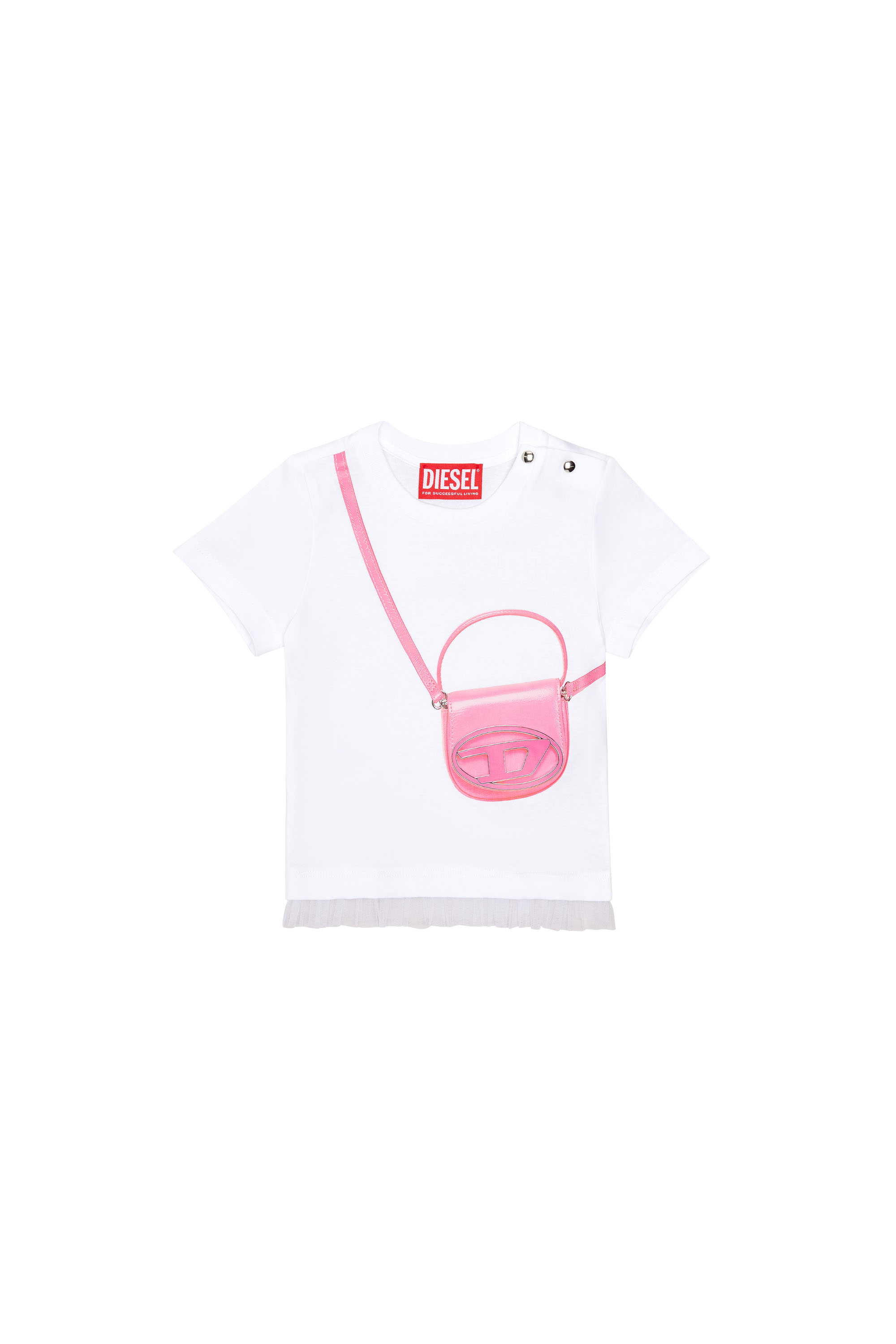 Diesel - TURNIB, Woman's T-shirt with trompe l'oeil bag in White - 1