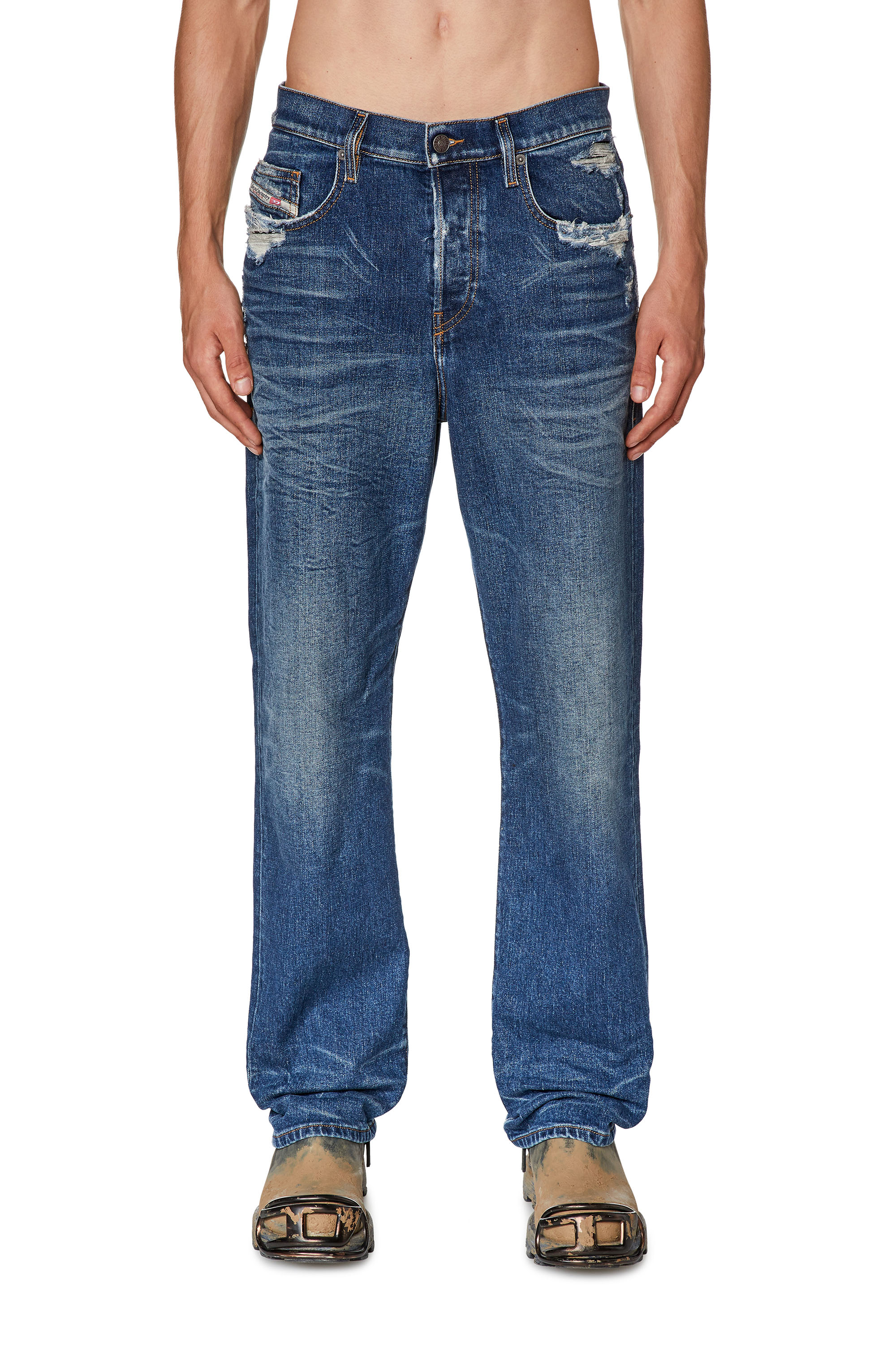 Diesel - Straight Jeans 2020 D-Viker 007Q2, Man's Straight Jeans - 2020 D-Viker in Medium blue - 1