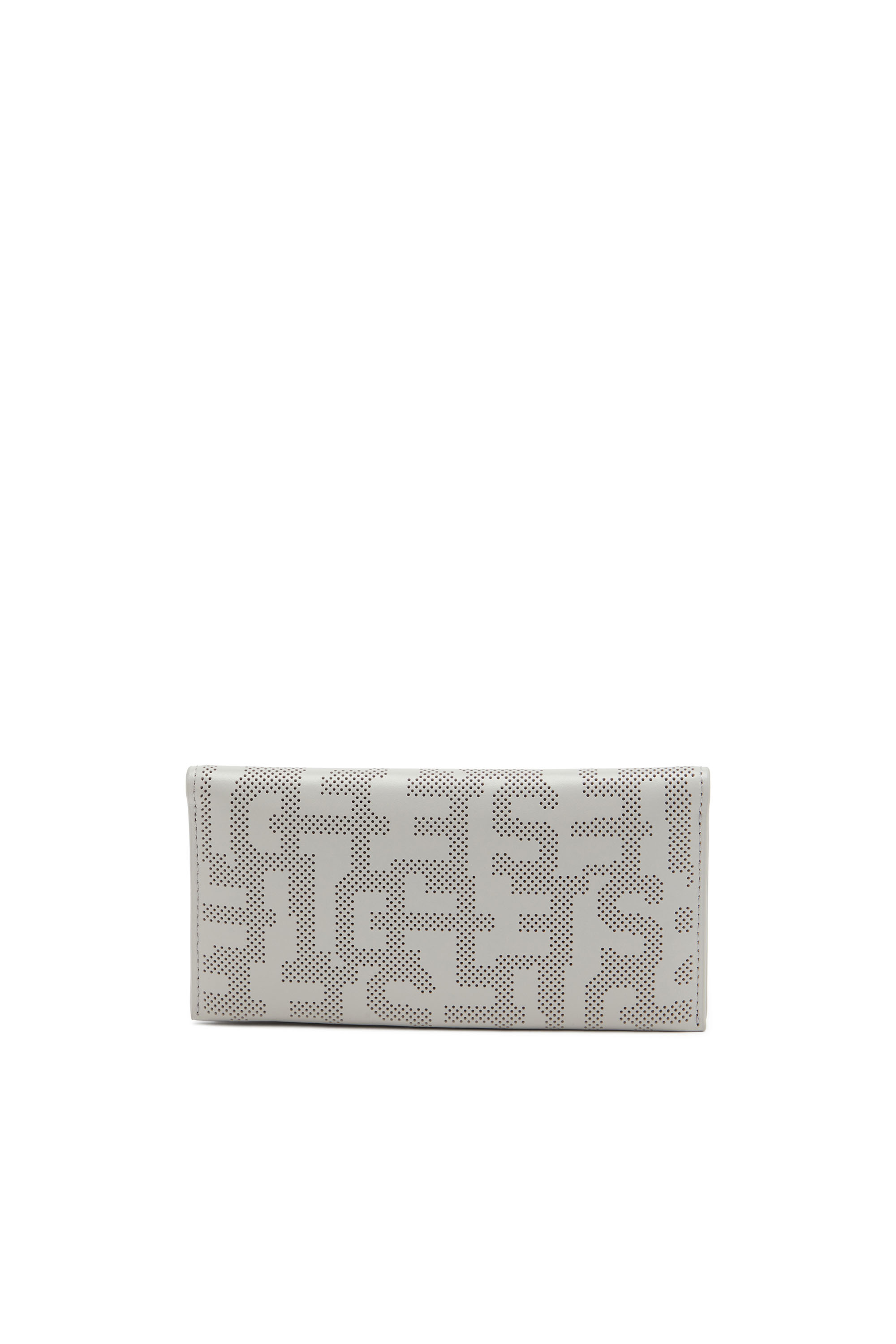 Diesel - CONTINENTAL ZIP DETACHABLE COIN CASE, Unisex's Continental wallet in logo-perforated leather in Light Grey - 2