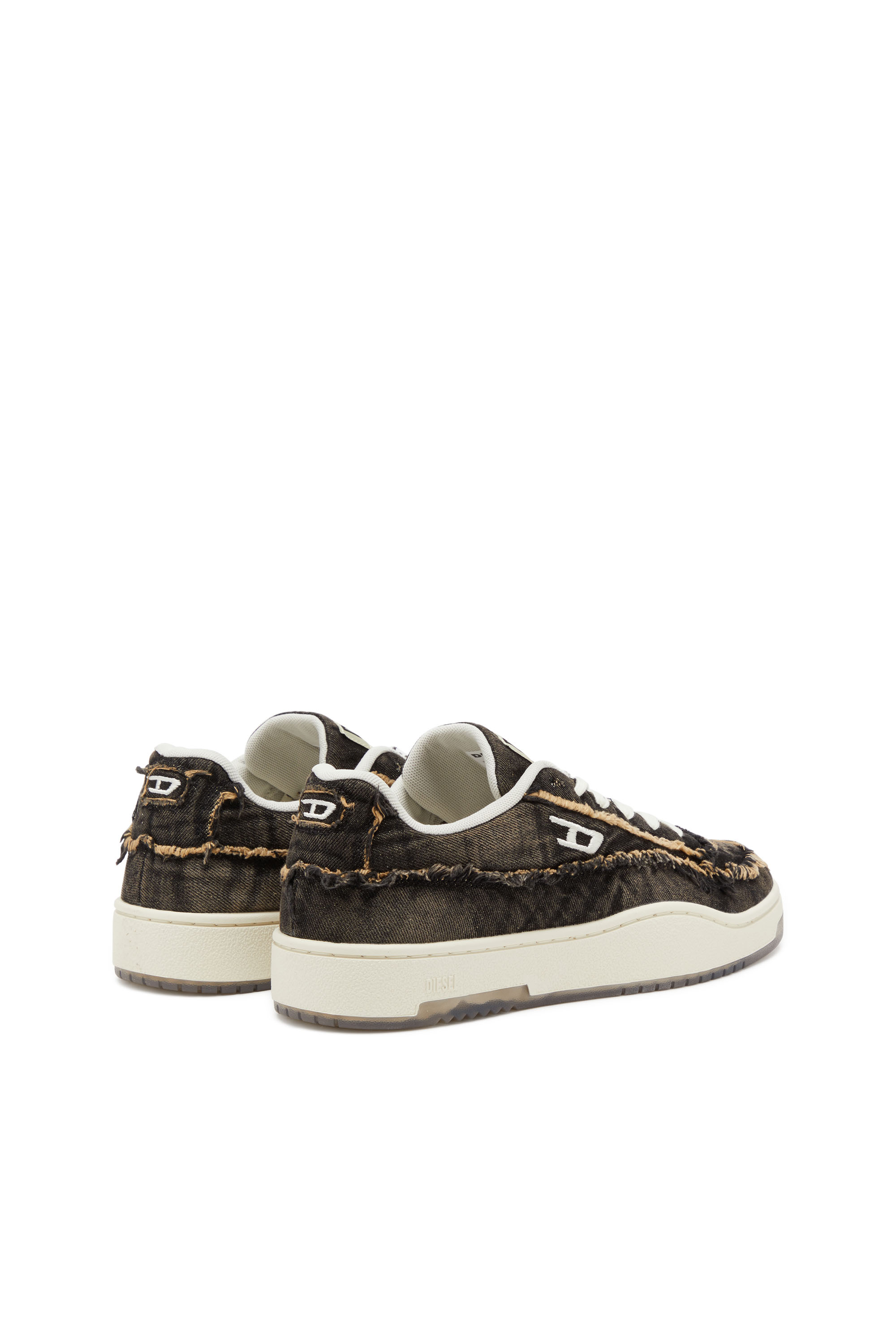 Diesel - S-TRACKER-D LOW, Man's Frayed denim sneakers with transparent sole in Black - 3