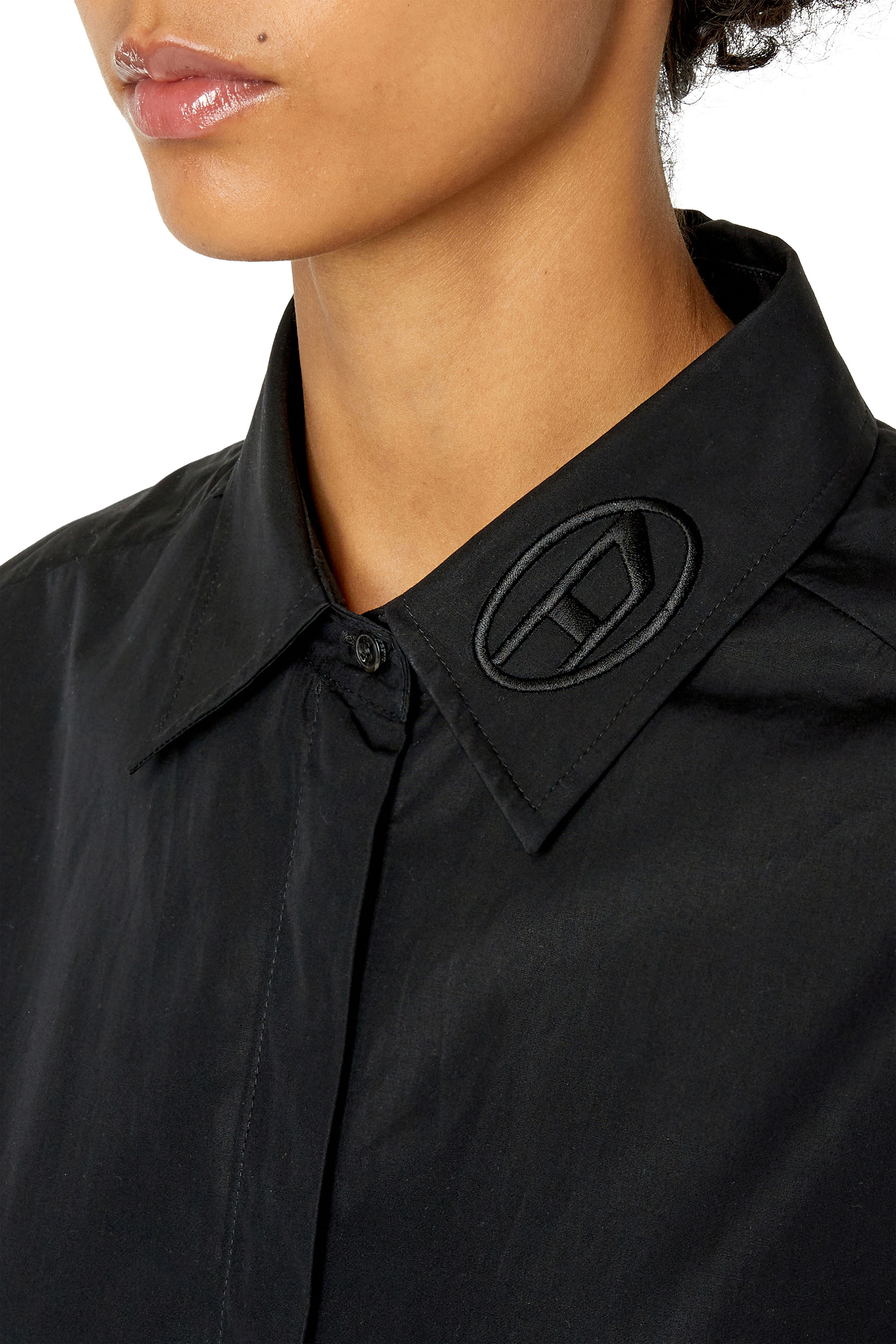 Diesel - C-ENTELA, Woman's Poplin shirt with handkerchief hem in Black - 4