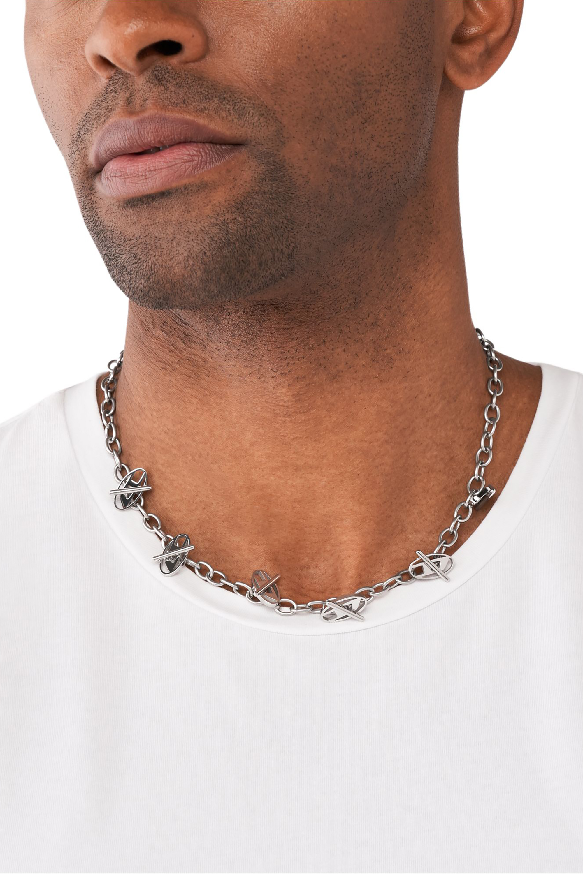 Diesel - DX1435, Unisex's Oval D Logo Chain Necklace in Silver - 3