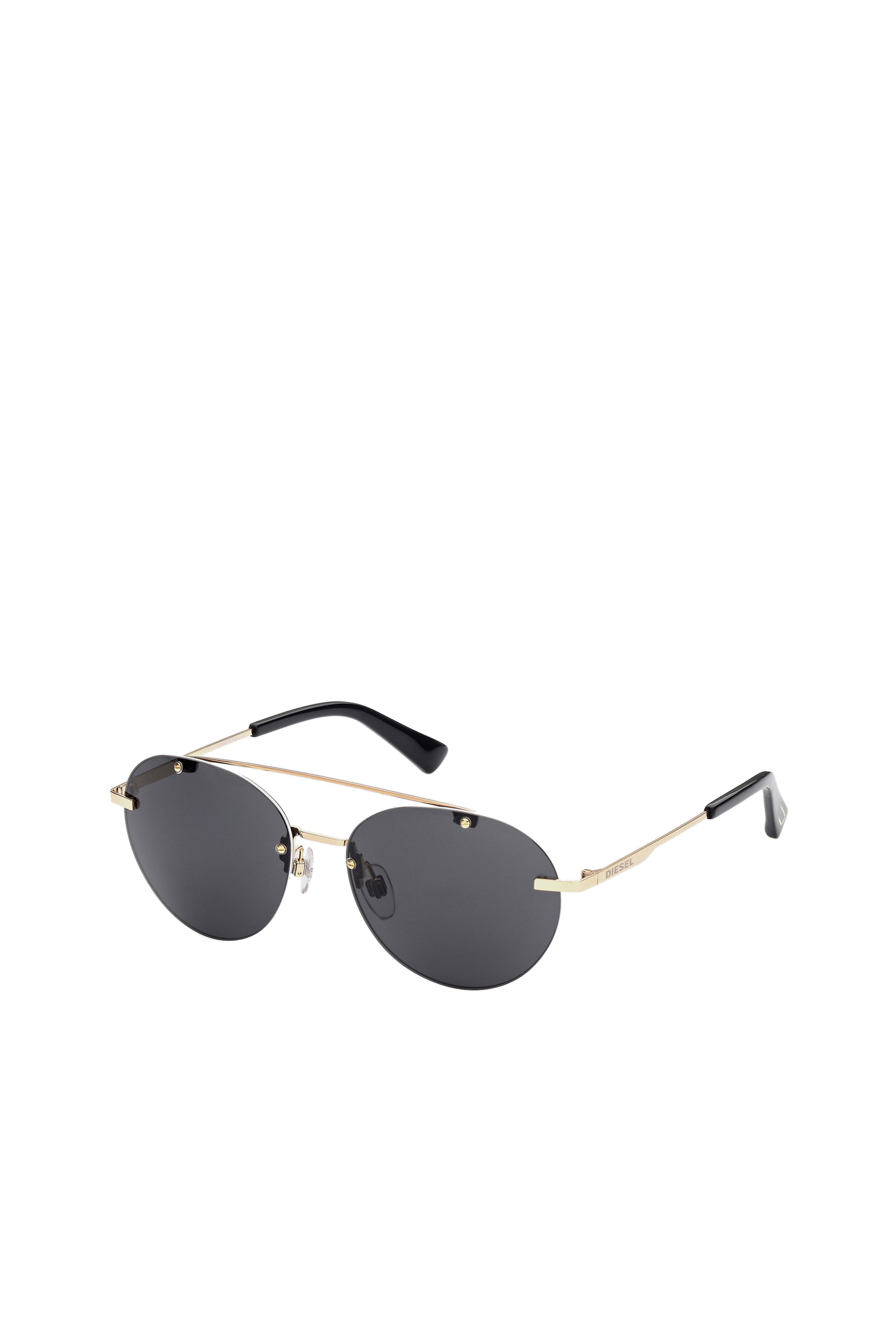 Diesel - DL0351, Unisex's Round sunglasses with lightweight metal construction in Black/Gold - 3