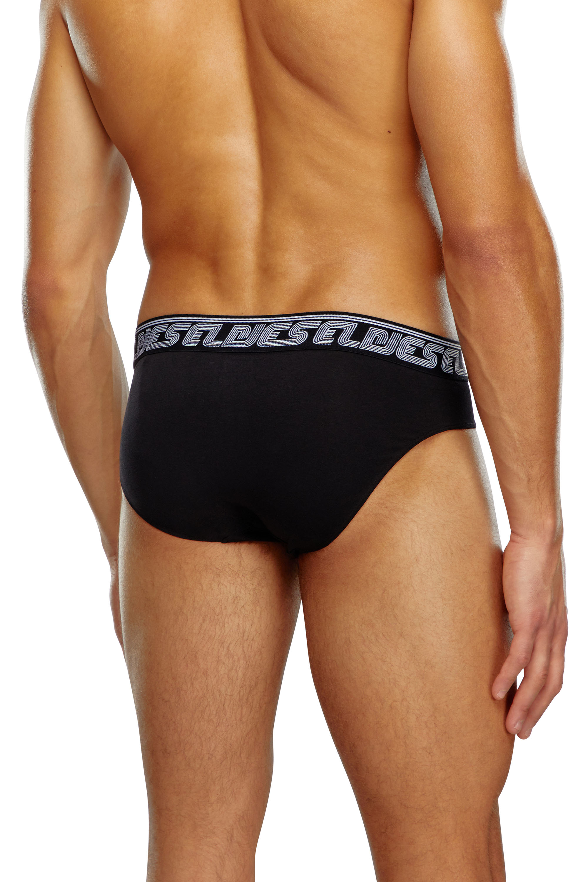 Diesel - UMBR-ANDRETHREEPACK, Man's Three-pack briefs plain and DSL-print in Black/Red - 4