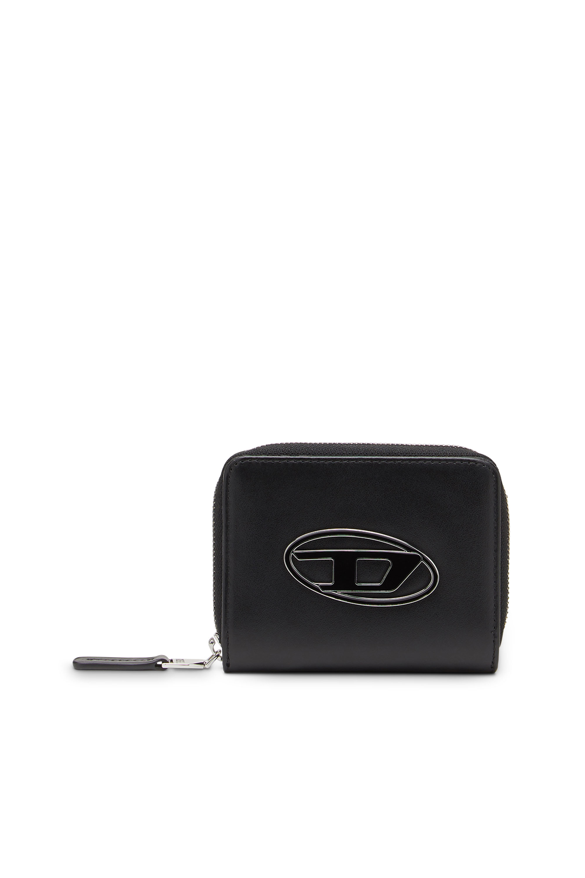 Diesel - OFELIA, Woman's Small zip-around wallet with logo plaque in Black - 1