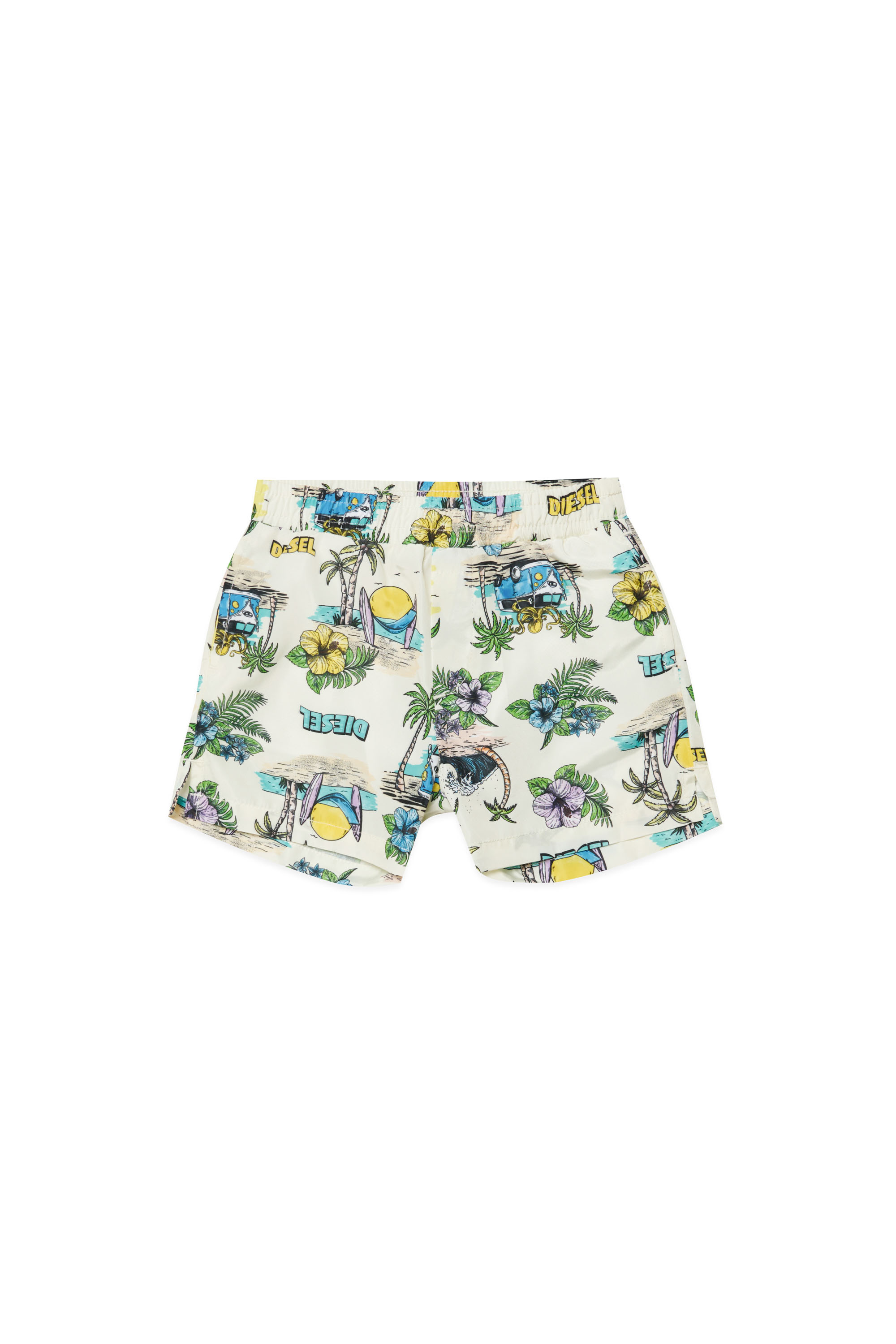 Diesel - MPLAYB, Man's Swim shorts with campervan print in White - 1