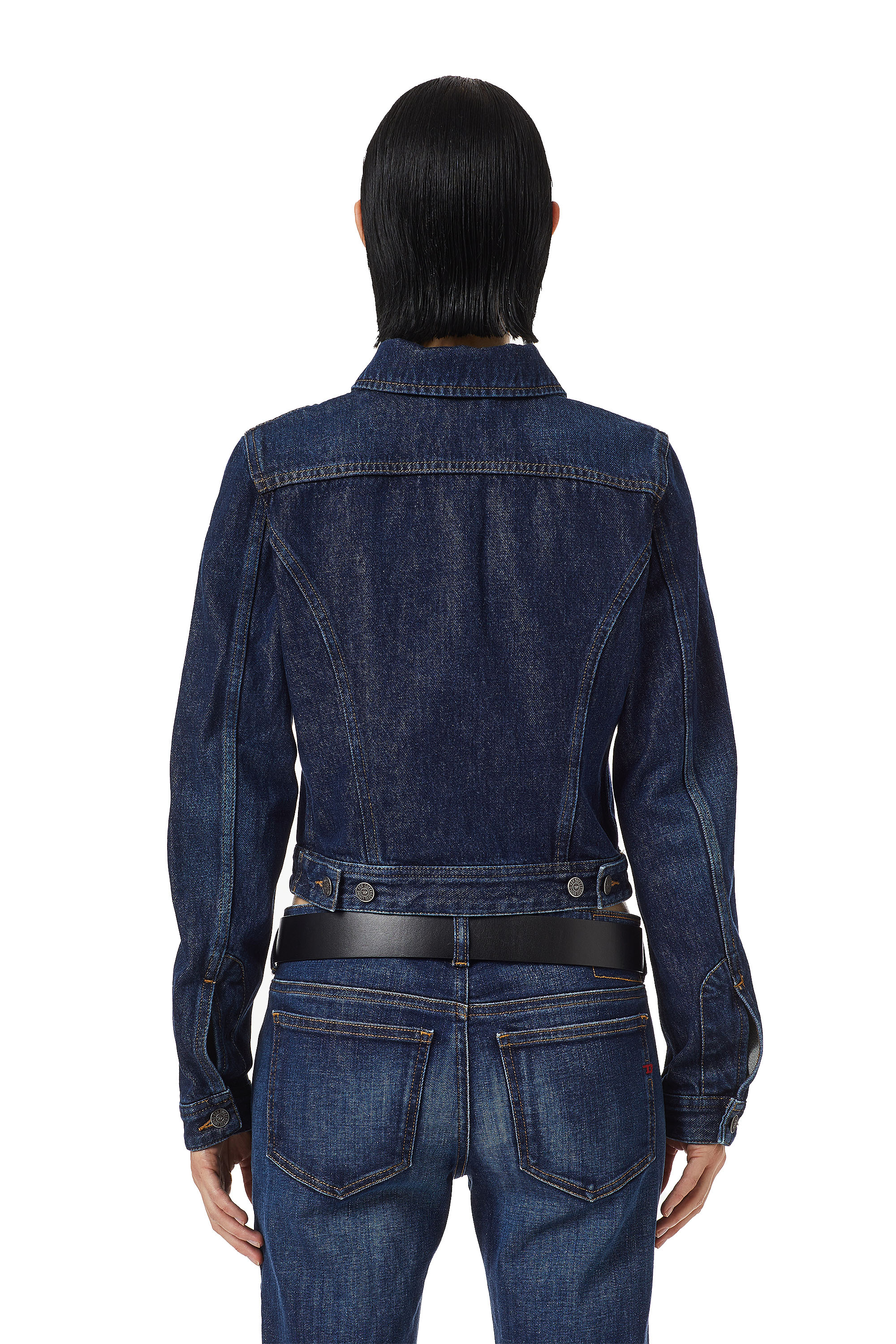 Diesel - DE-SLIMMY TRUCKER JACKET, Woman's Slim-fit trucker jacket in Dark Blue - 2