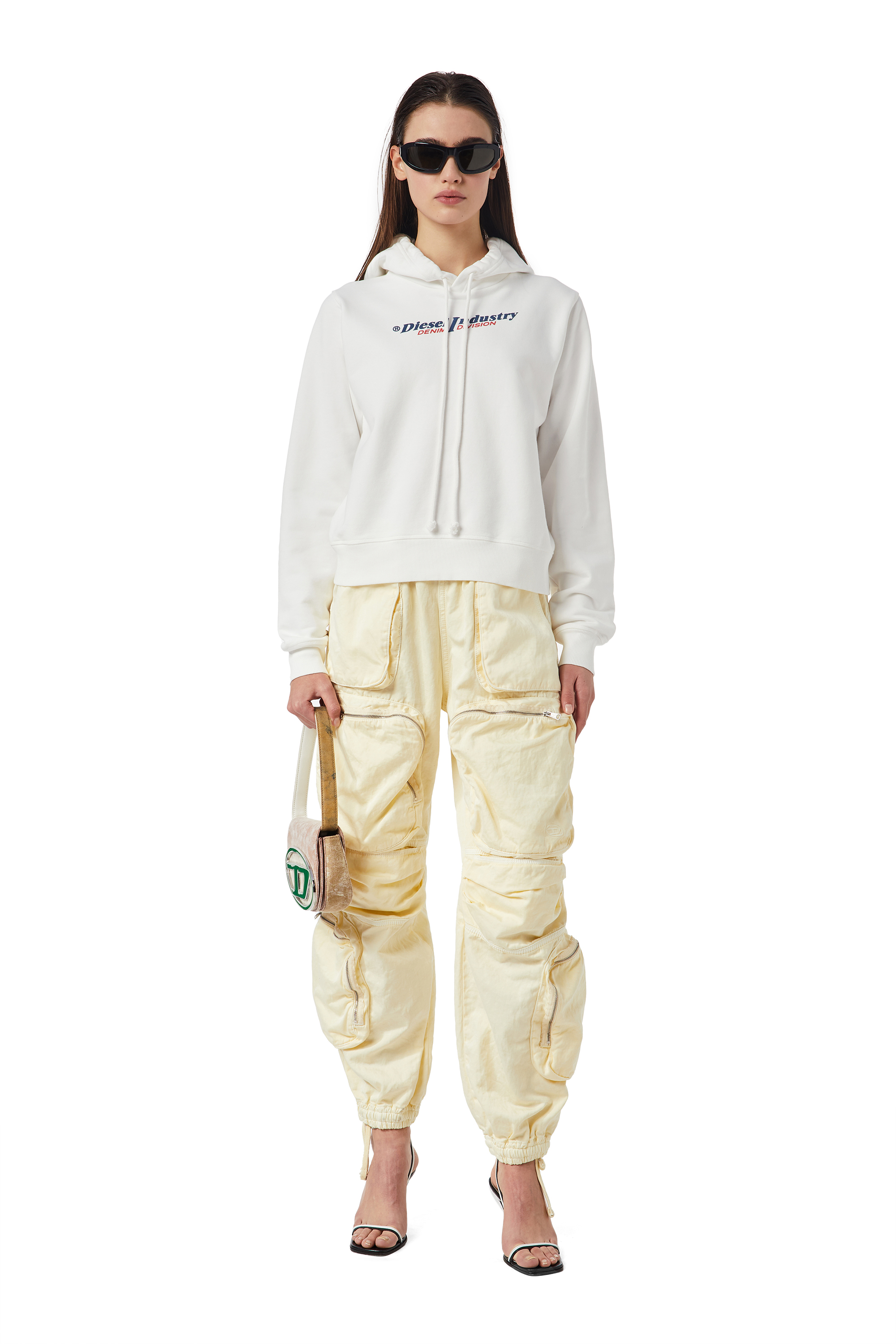 Diesel - F-REGGY-HOOD-IND, Woman's Hoodie with Diesel Industry print in White - 2