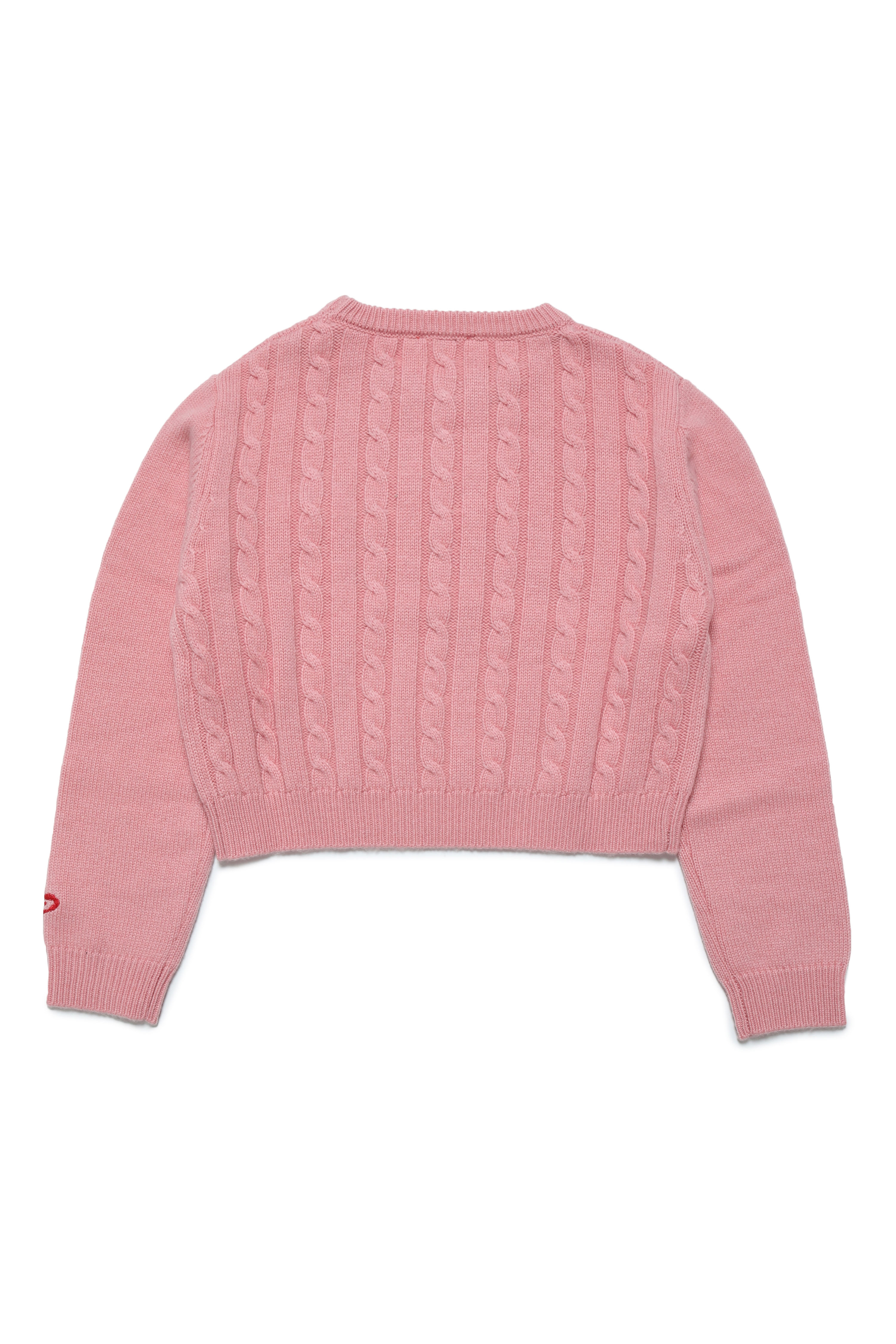 Diesel - KRECCI, Woman's Cable-knit jumper in merino wool blend in Pink - 2