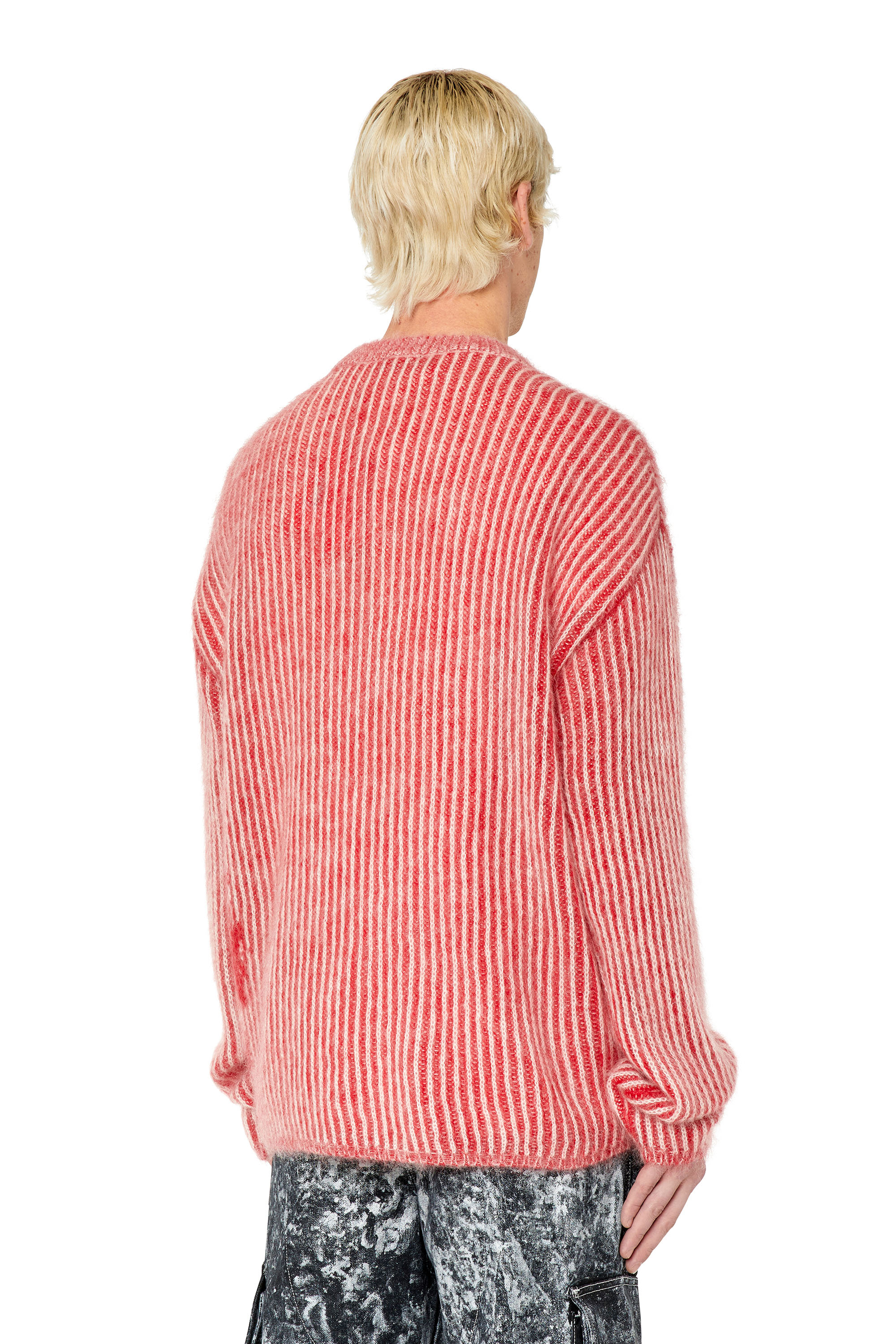 Diesel - K-EDRO, Man's Logo-jacquard jumper in mohair blend in Red - 4