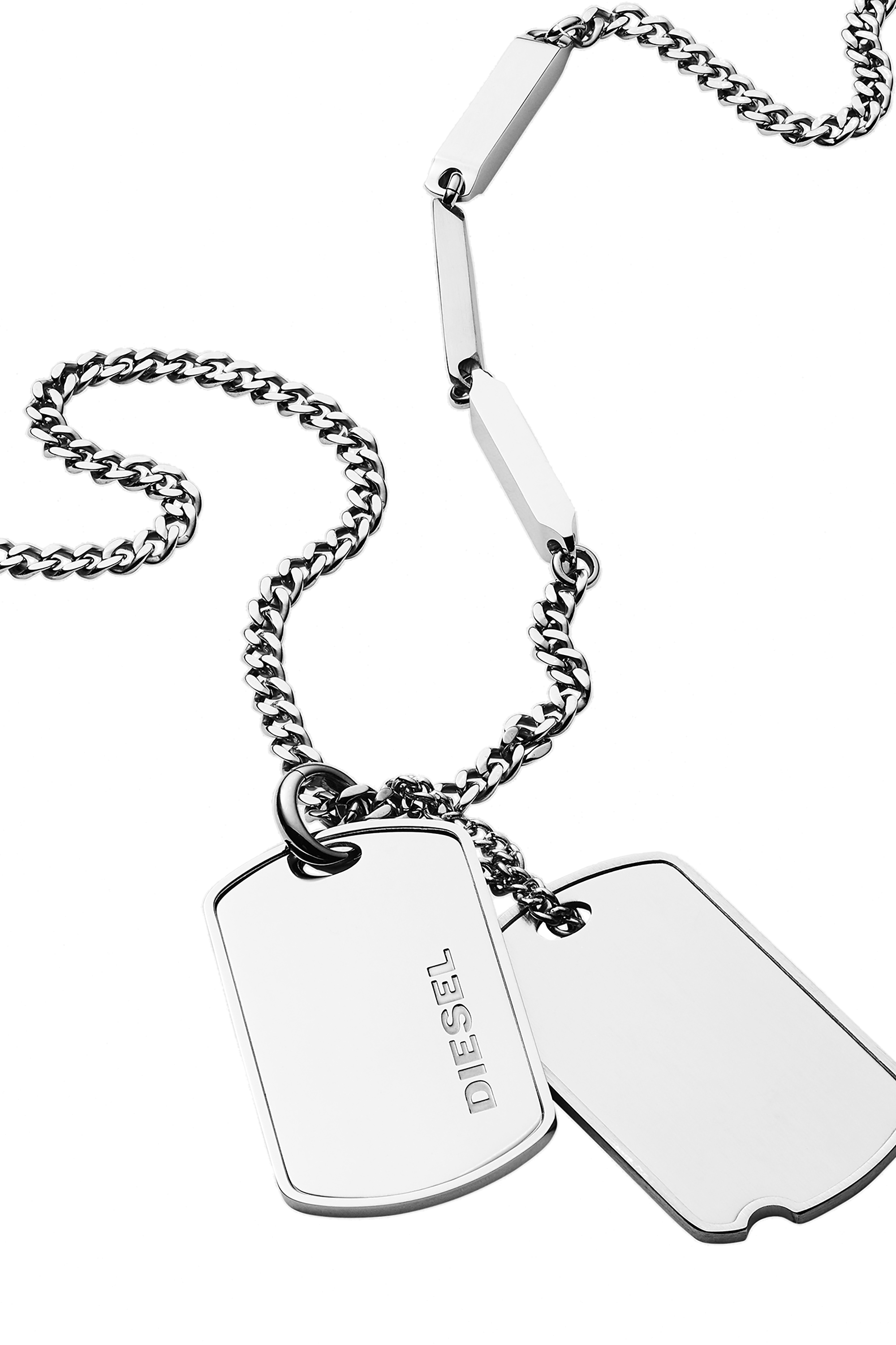 Diesel - DX1173, Man's Stainless Steel Double Dog Tag Necklace in Silver - 1