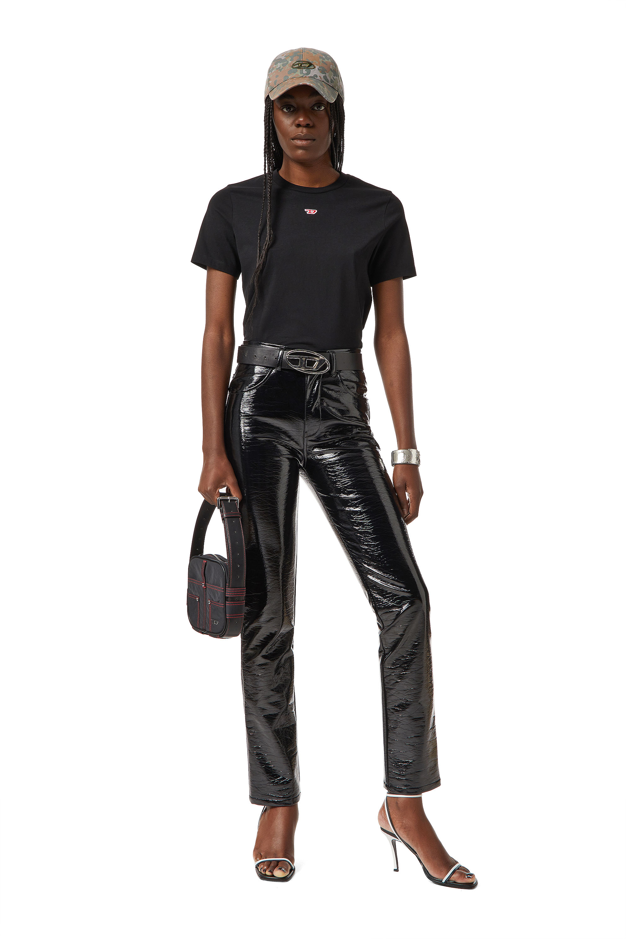 Diesel - T-REG-D, Woman's T-shirt with D logo in Black - 2