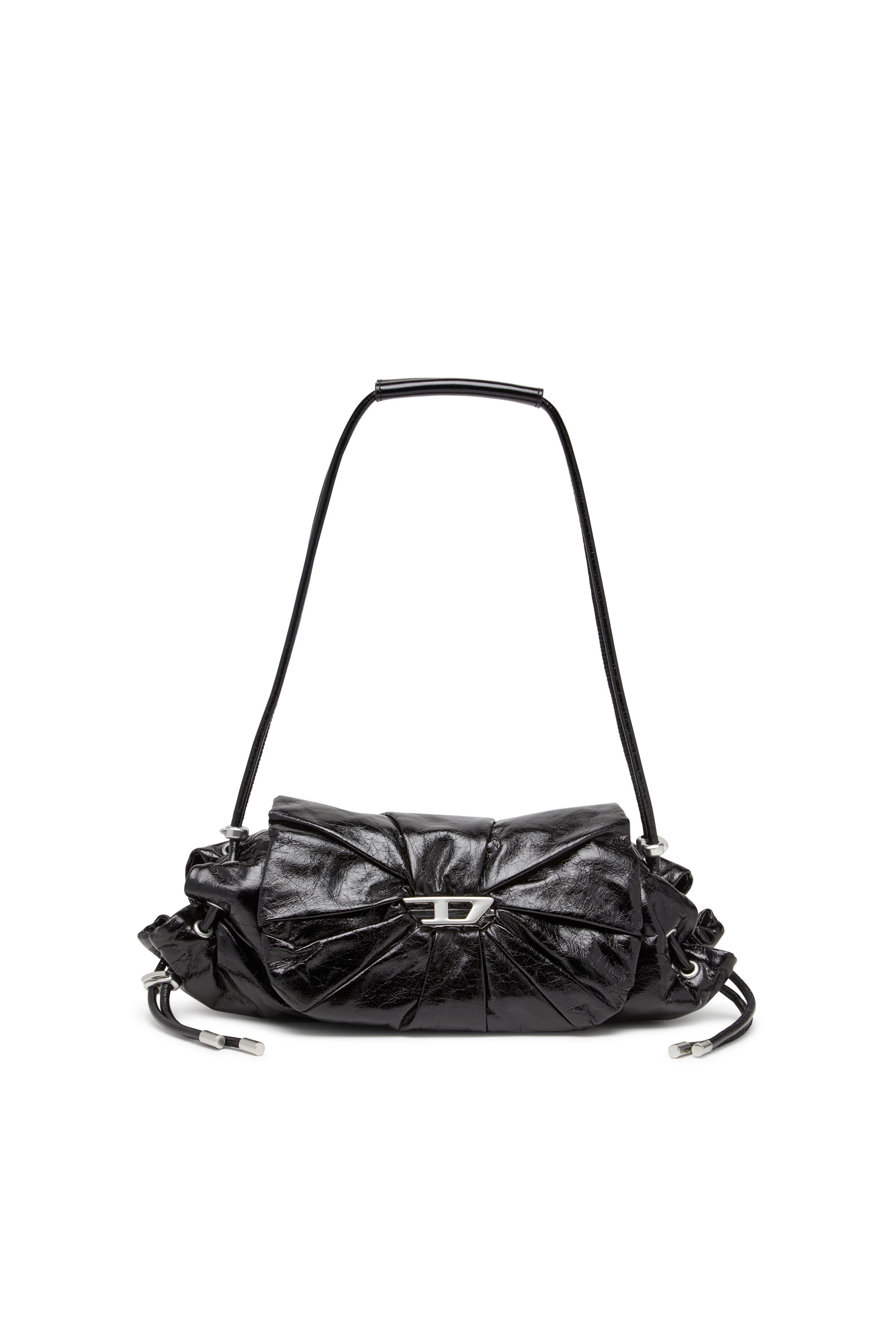 Diesel - SCRUNCH-D SHOULDER S, Woman's Scrunch-D S-Shoulder bag in scrunched leather in Black - 1
