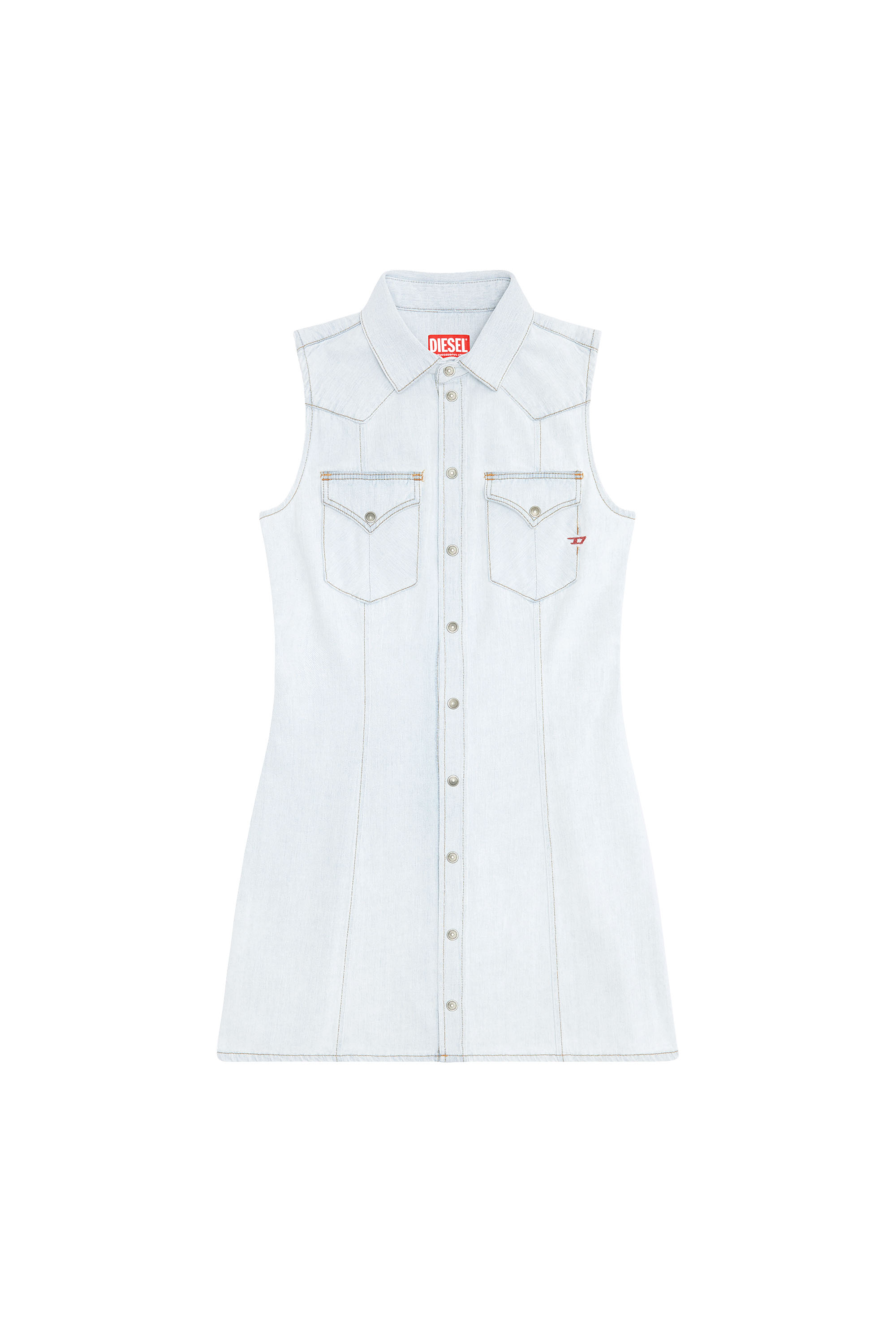 Diesel - DE-GLO WESTERN DRESS, Woman's Western dress in denim in Light Blue - 2