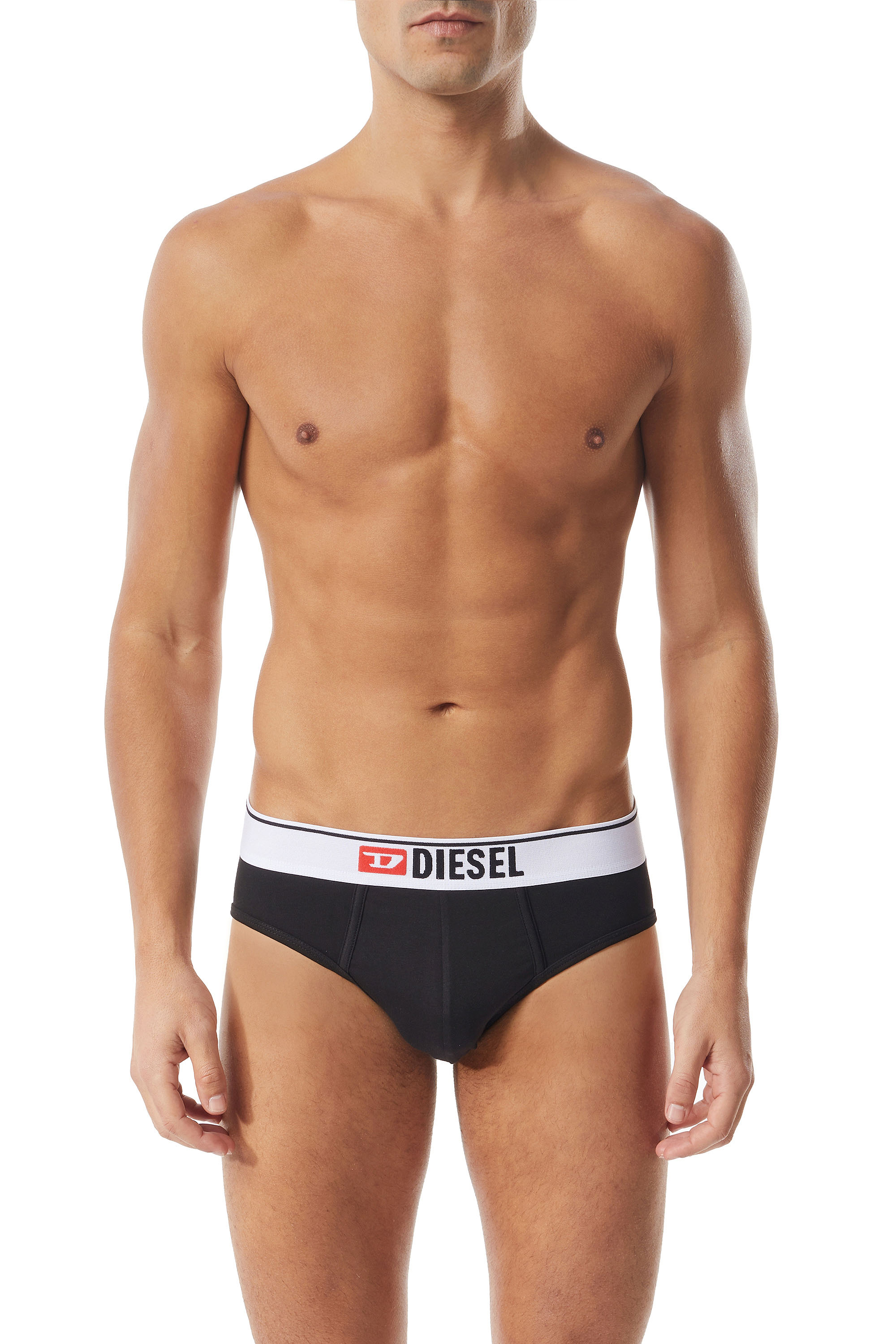 Diesel - UMBR-ANDRE, Man's Briefs with front logo waist in Black - 1